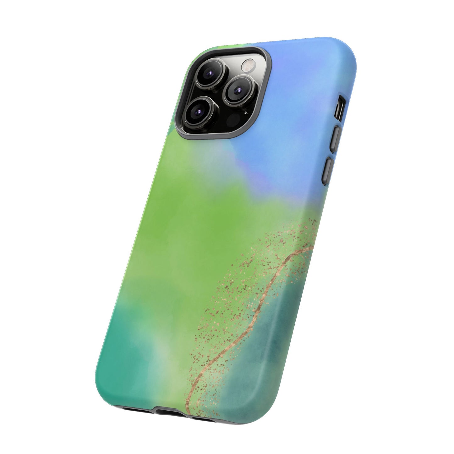 Artistic Tough Phone Case – Vibrant Green and Blue Abstract Design