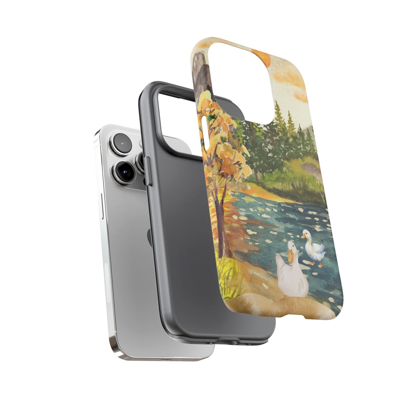 Artistic Phone Case with Ducks and Nature Scene