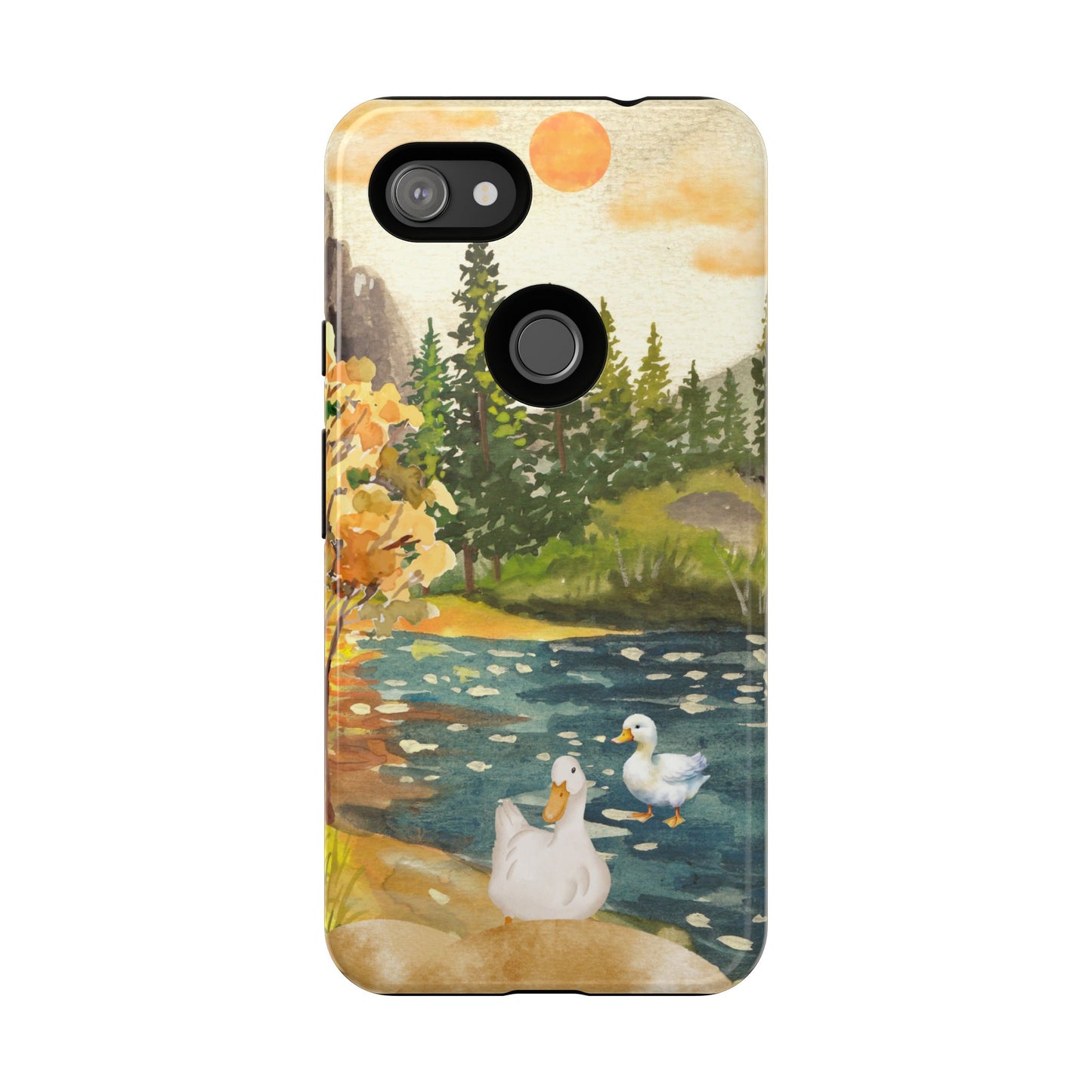 Artistic Phone Case with Ducks and Nature Scene