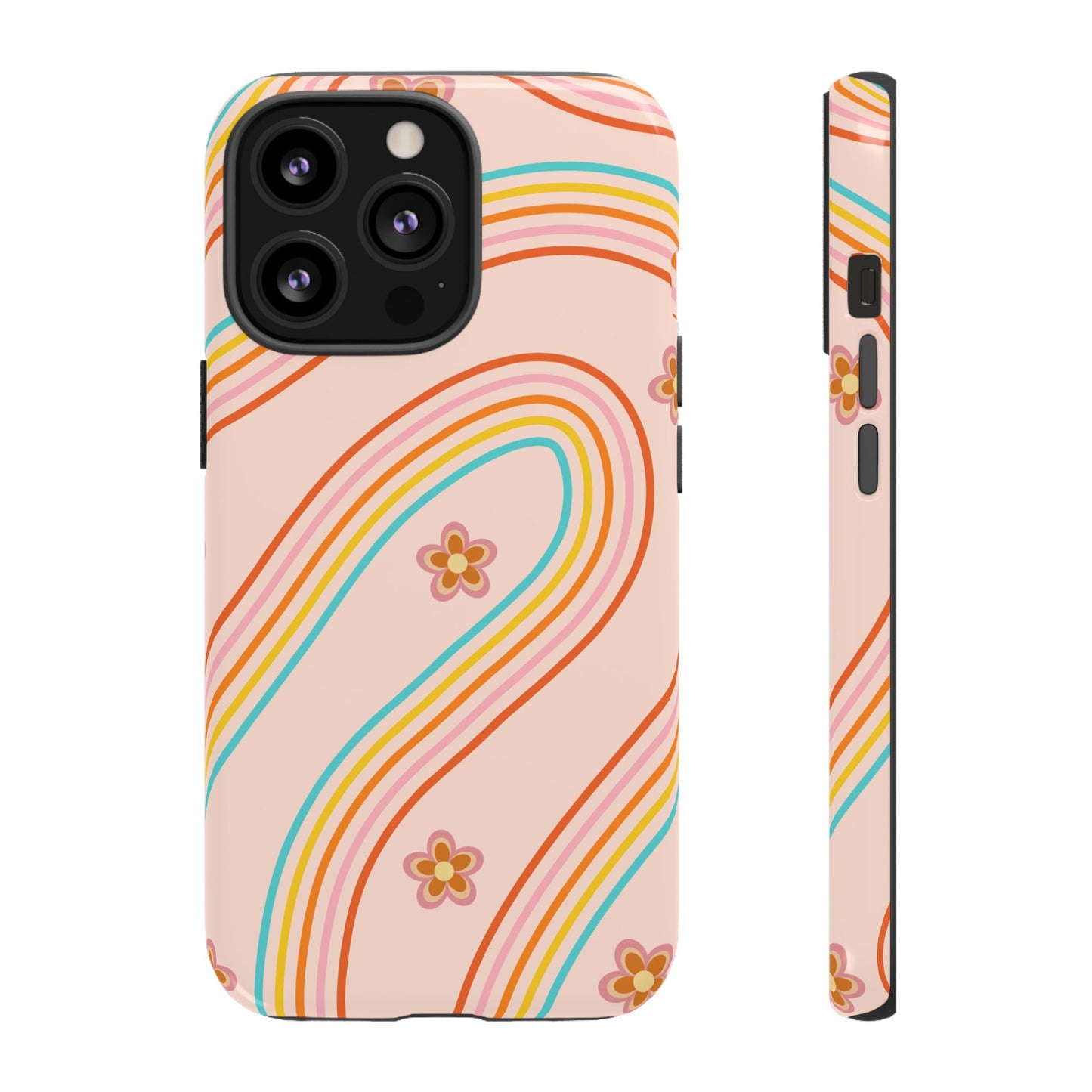 Retro Rainbow Phone Case - Tough & Stylish Floral Design