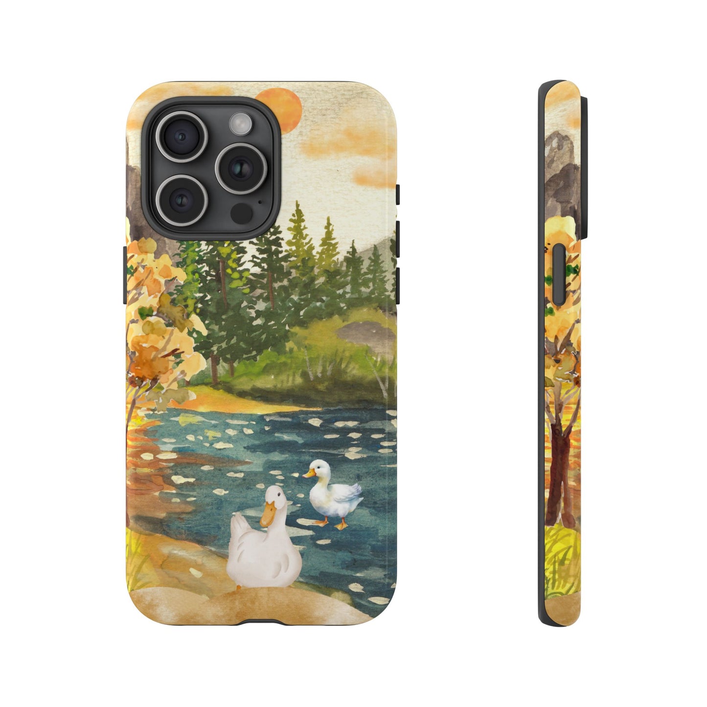 Artistic Phone Case with Ducks and Nature Scene
