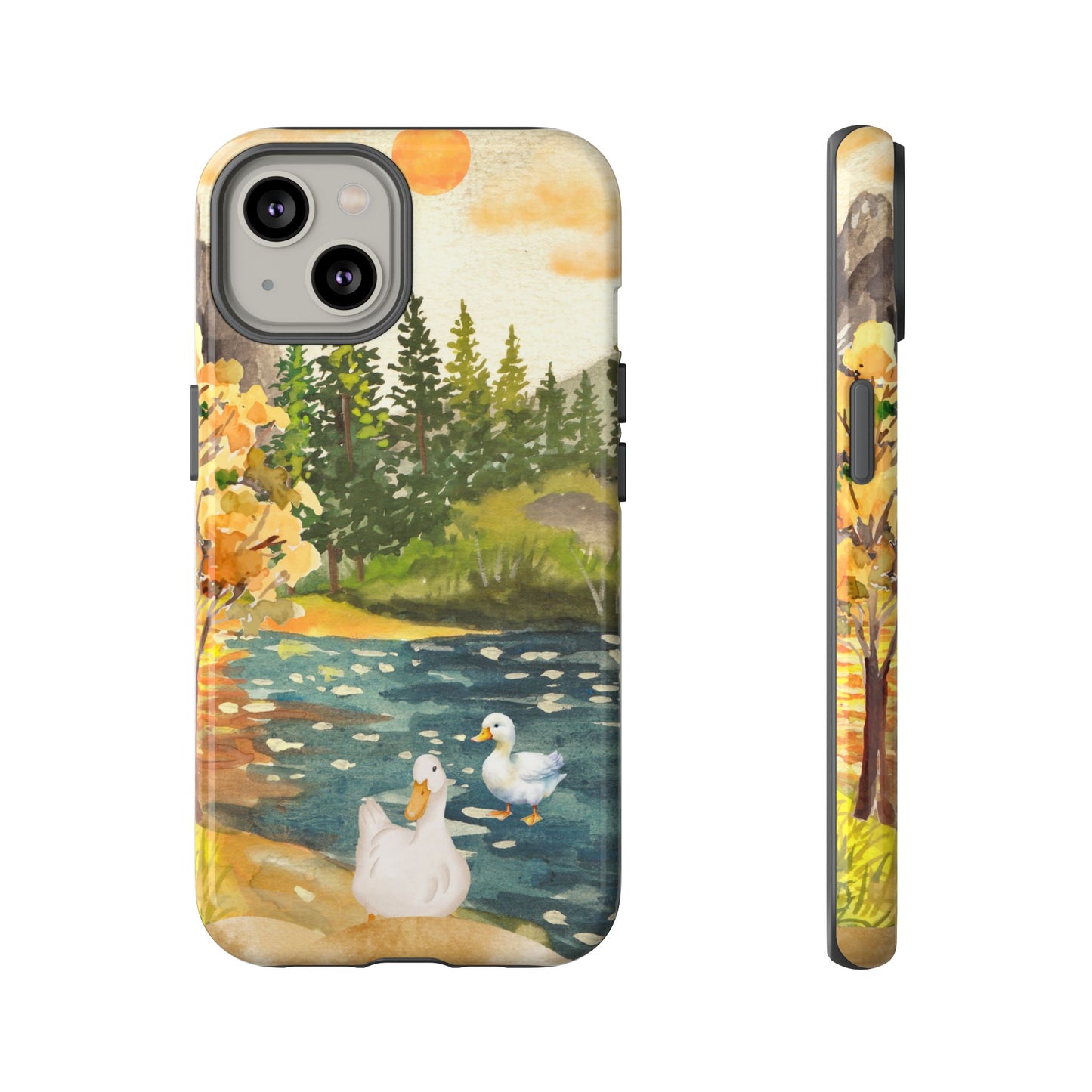Artistic Phone Case with Ducks and Nature Scene