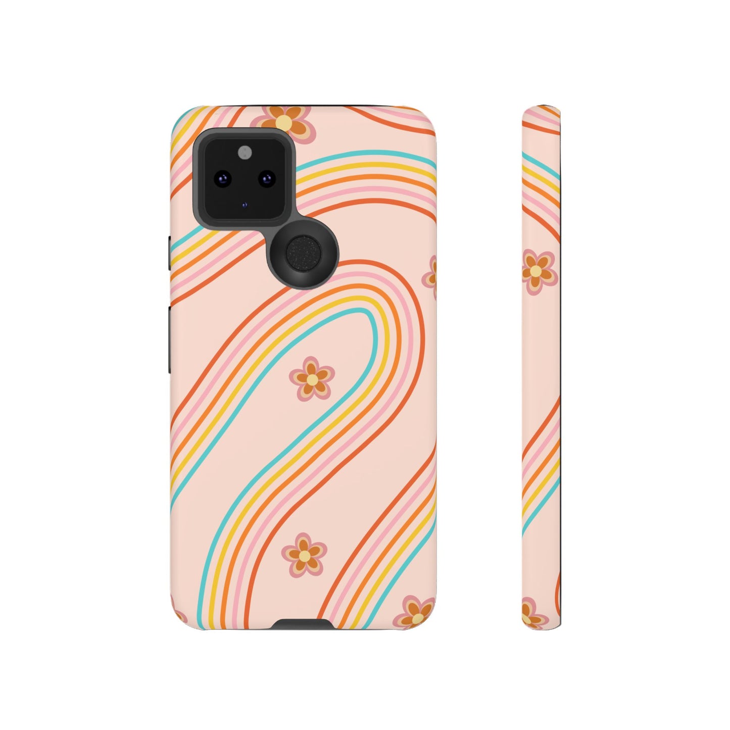 Retro Rainbow Phone Case - Tough & Stylish Floral Design