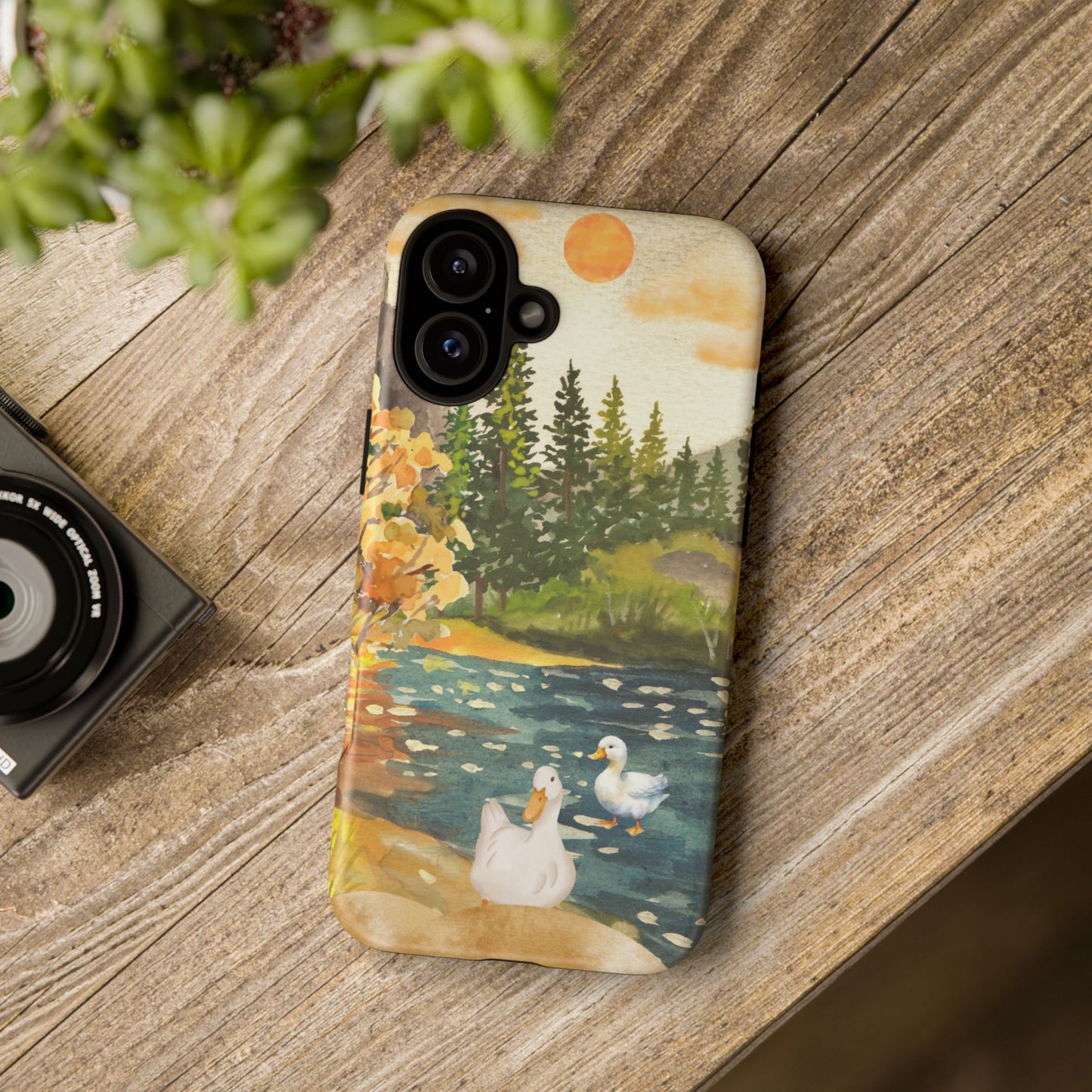 Artistic Phone Case with Ducks and Nature Scene