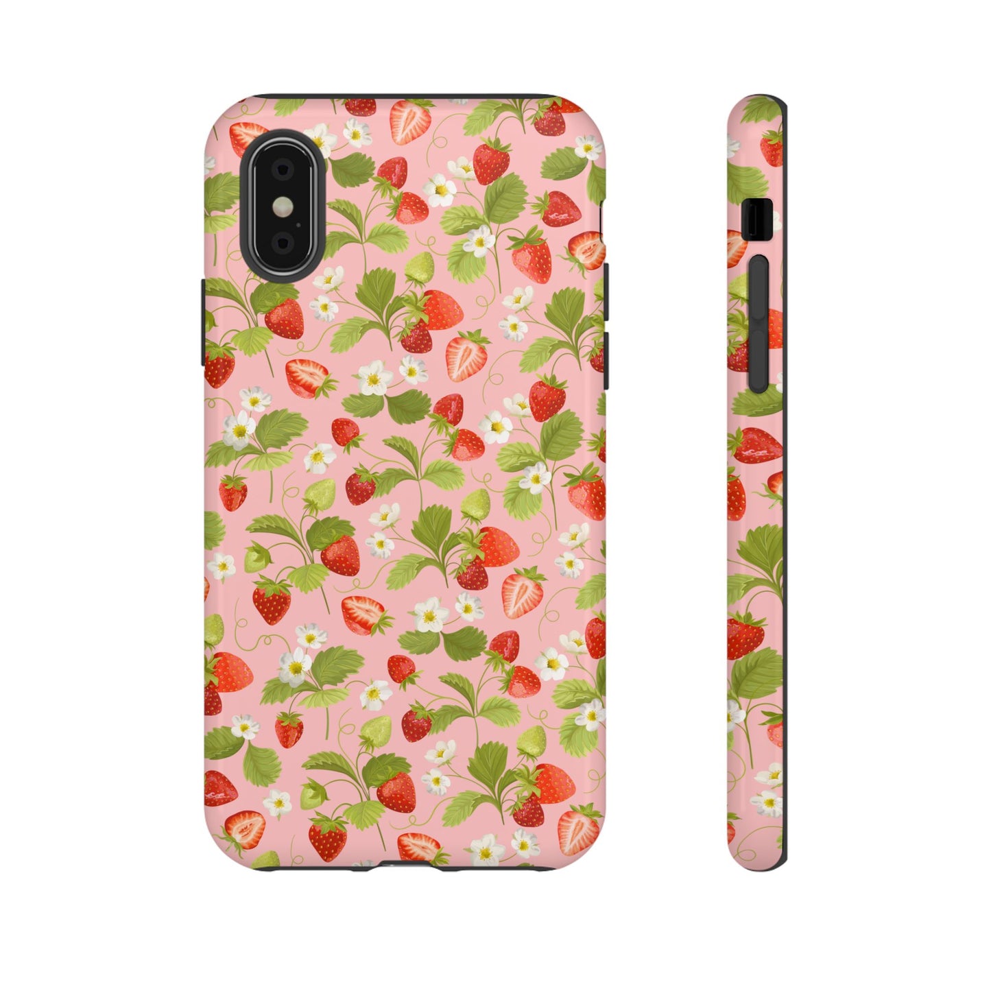 Strawberry Floral Tough Case - Cute Berry Pattern Phone Cover