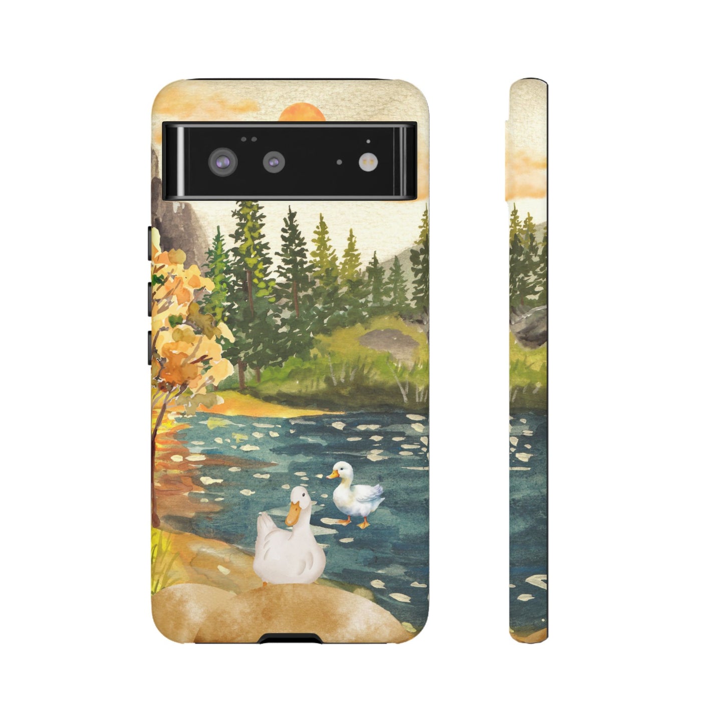 Artistic Phone Case with Ducks and Nature Scene