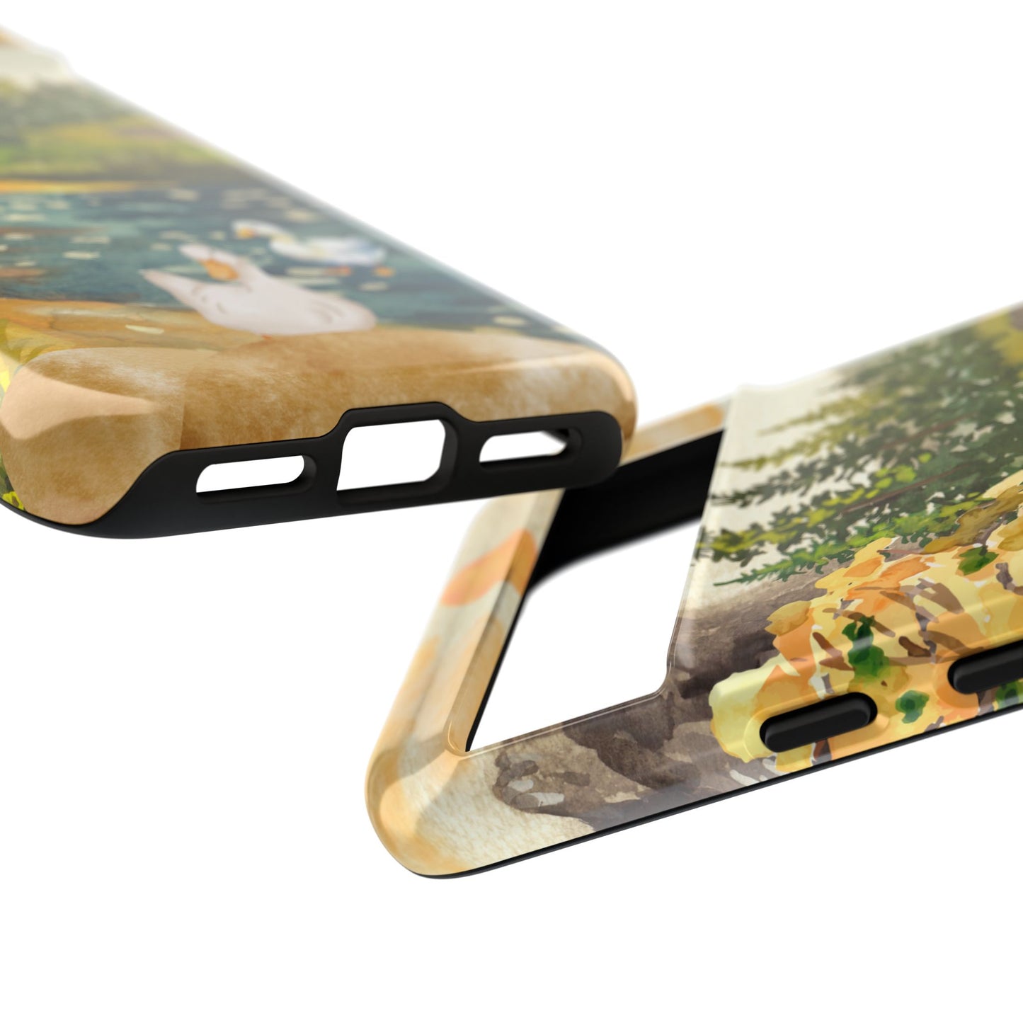 Artistic Phone Case with Ducks and Nature Scene