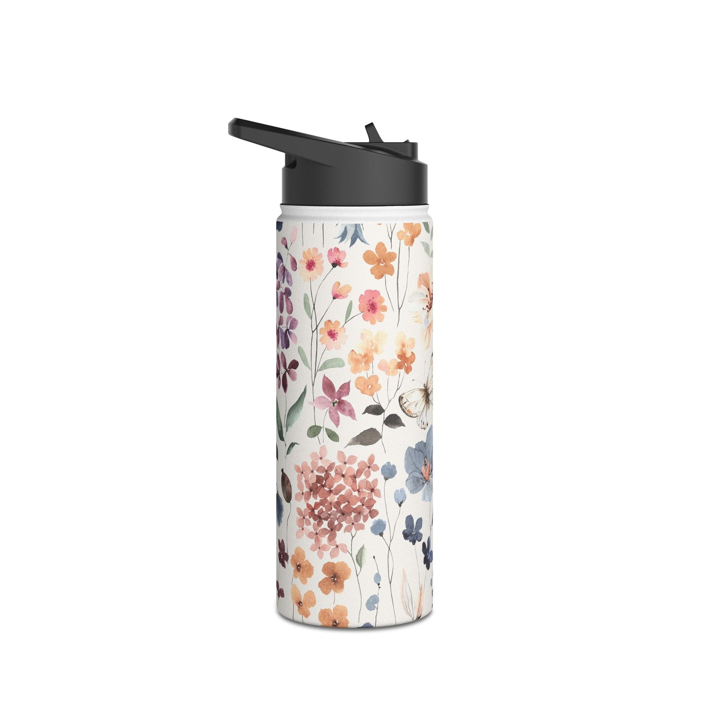 Floral Stainless Steel Water Bottle, Eco-Friendly Travel Mug, Reusable Drink Container, Gift for Nature Lovers, Summer Hydration
