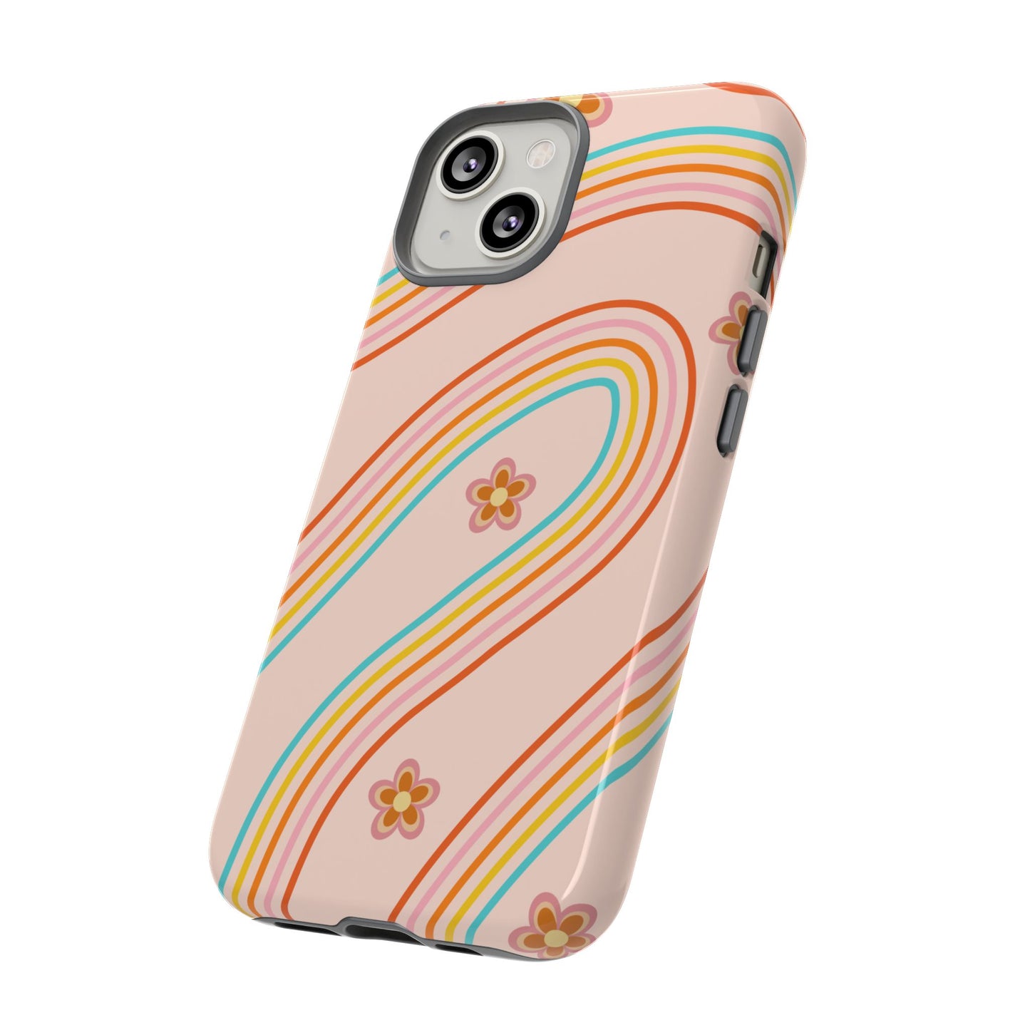 Retro Rainbow Phone Case - Tough & Stylish Floral Design