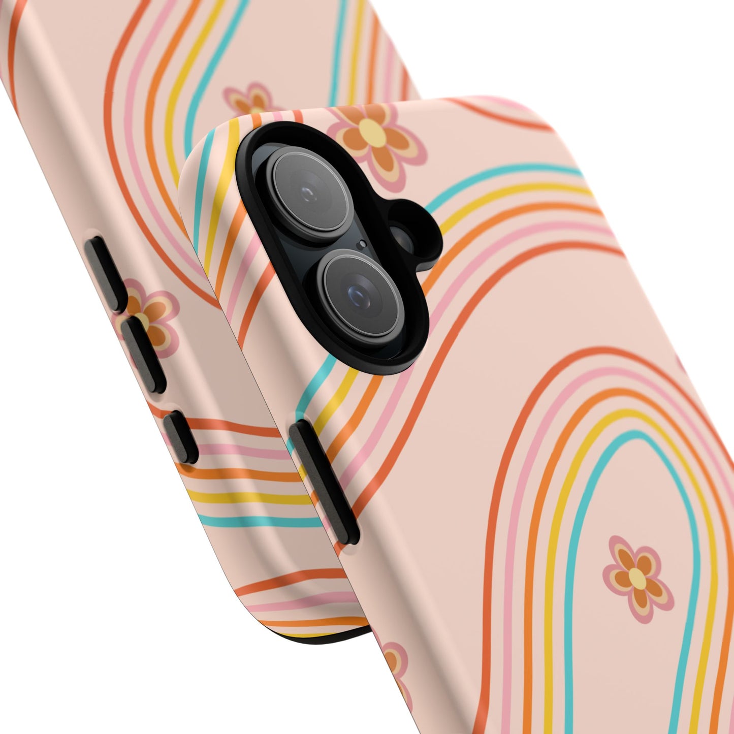 Retro Rainbow Phone Case - Tough & Stylish Floral Design