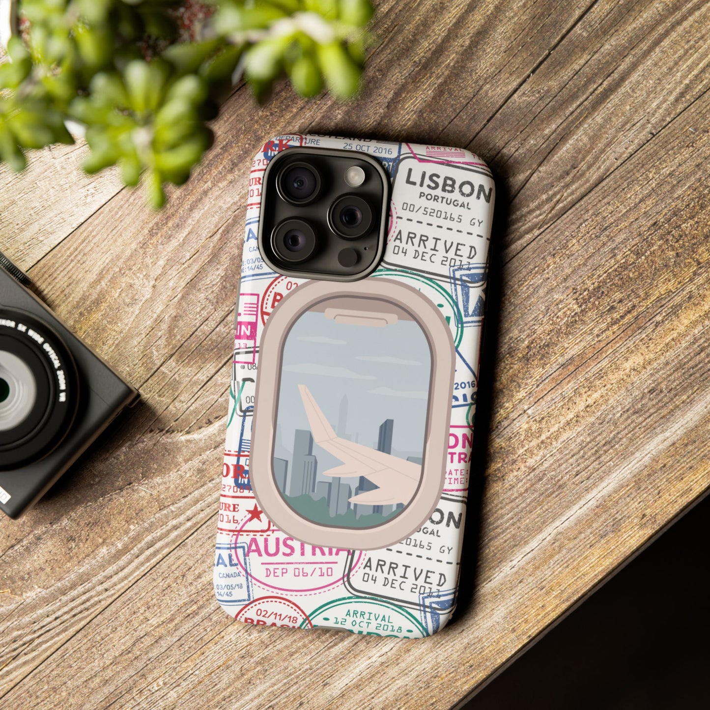 Travel-Themed Phone Case with Airplane Design