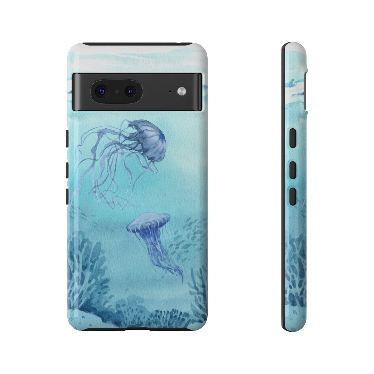 Ocean-Inspired Tough Phone Case with Jellyfish Design