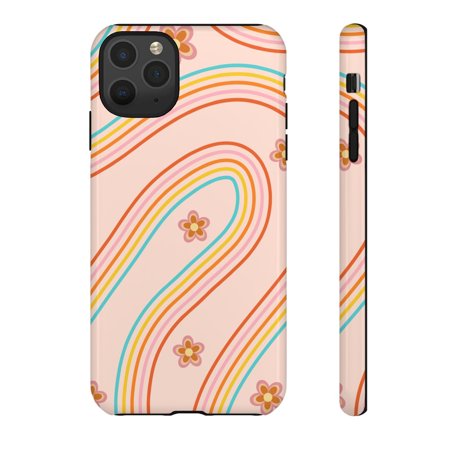 Retro Rainbow Phone Case - Tough & Stylish Floral Design