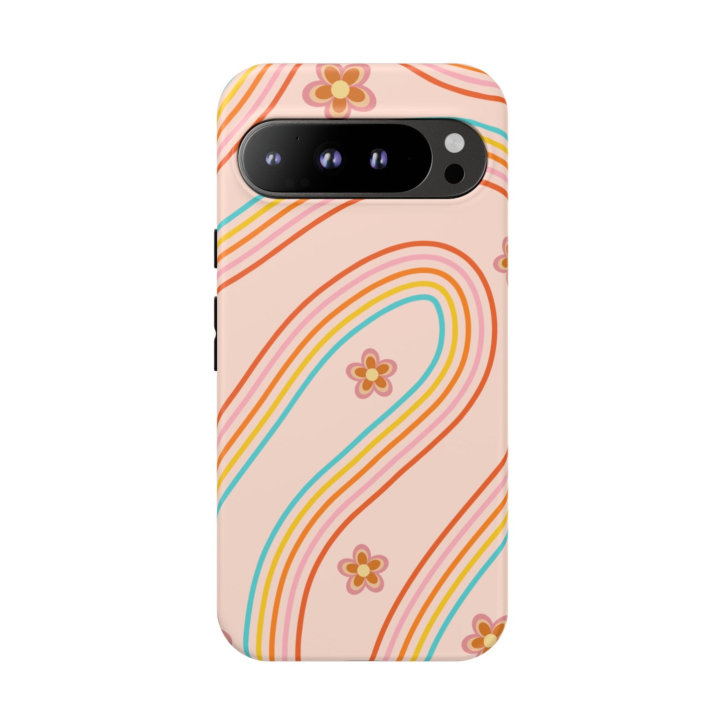 Retro Rainbow Phone Case - Tough & Stylish Floral Design