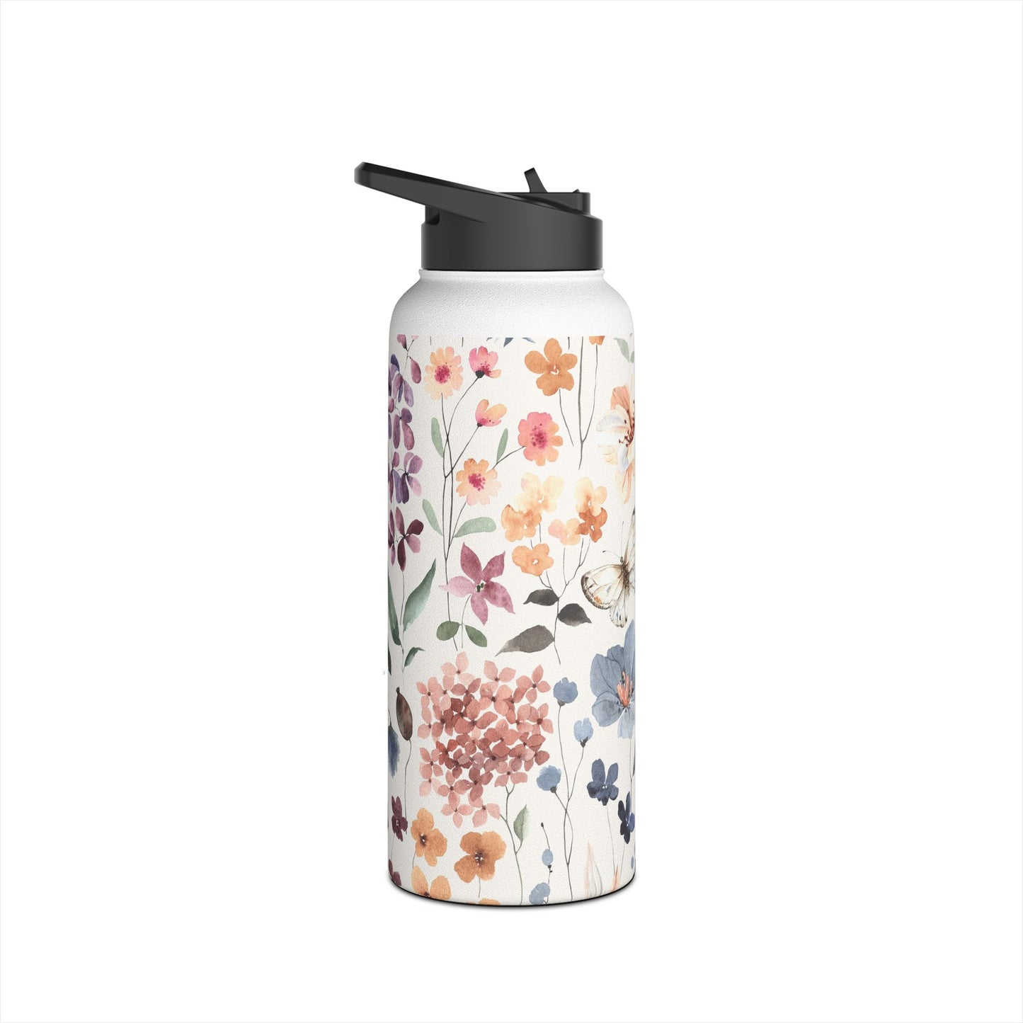 Floral Stainless Steel Water Bottle, Eco-Friendly Travel Mug, Reusable Drink Container, Gift for Nature Lovers, Summer Hydration