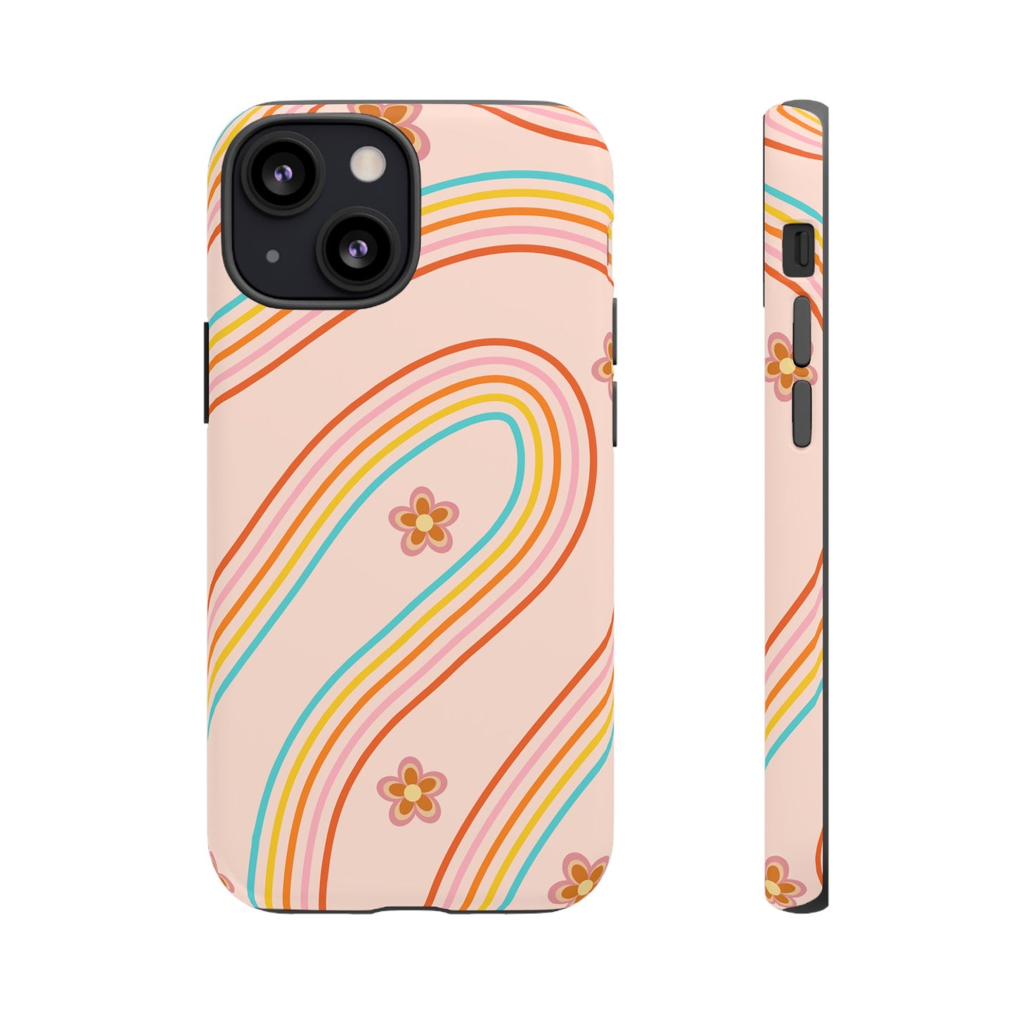 Retro Rainbow Phone Case - Tough & Stylish Floral Design