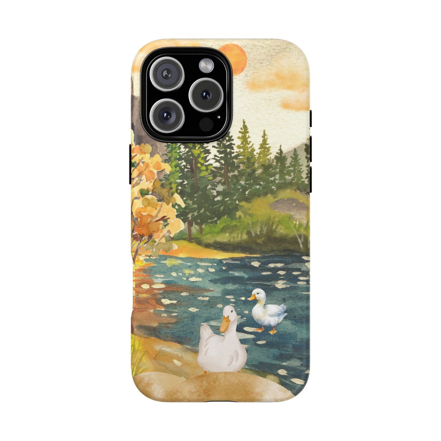 Artistic Phone Case with Ducks and Nature Scene