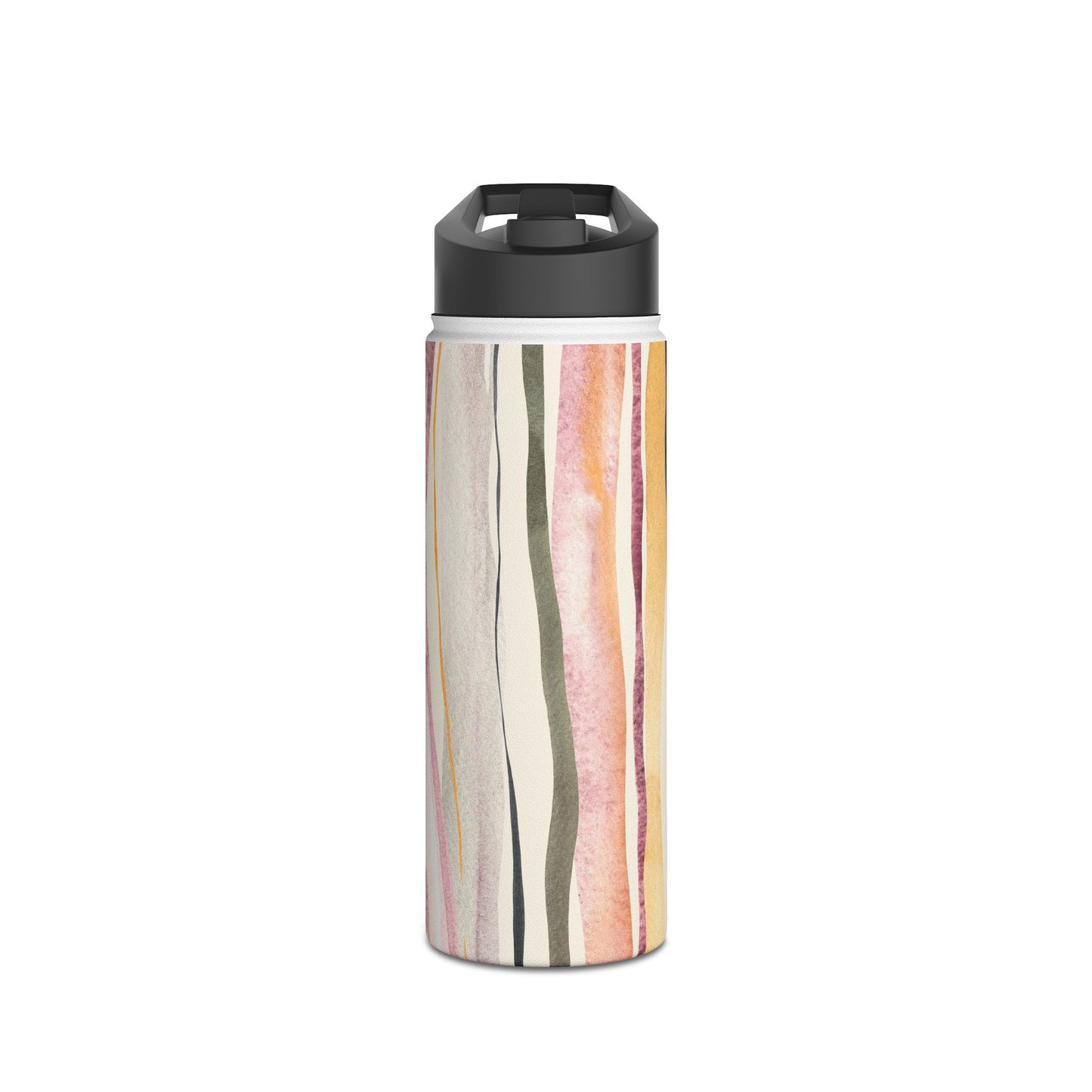 Stylish Stainless Steel Water Bottle - Artistic Striped Design