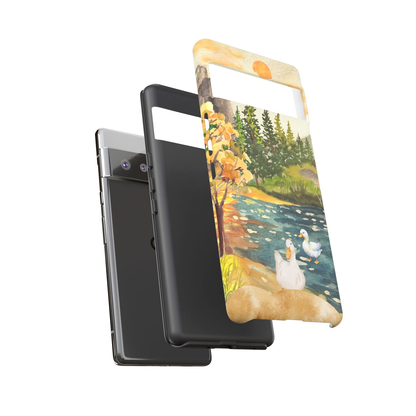 Artistic Phone Case with Ducks and Nature Scene