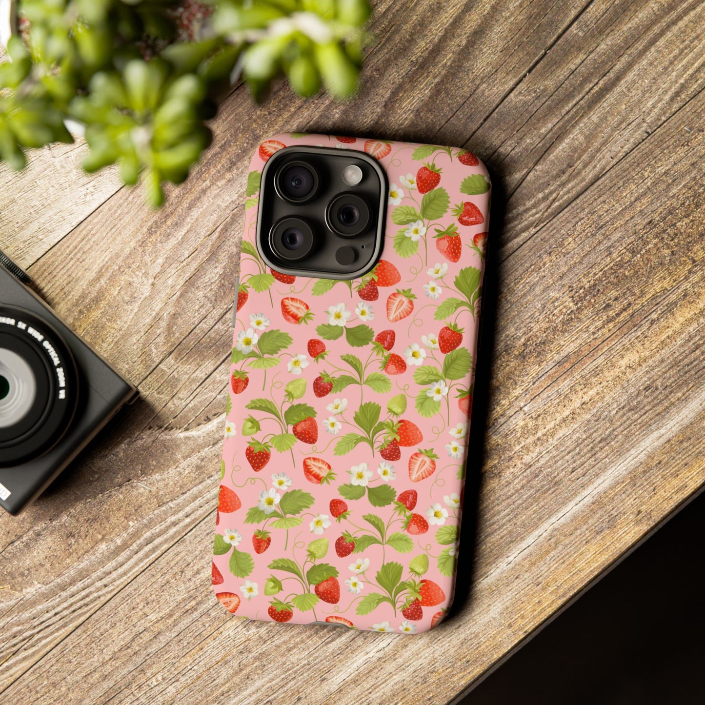 Strawberry Floral Tough Case - Cute Berry Pattern Phone Cover