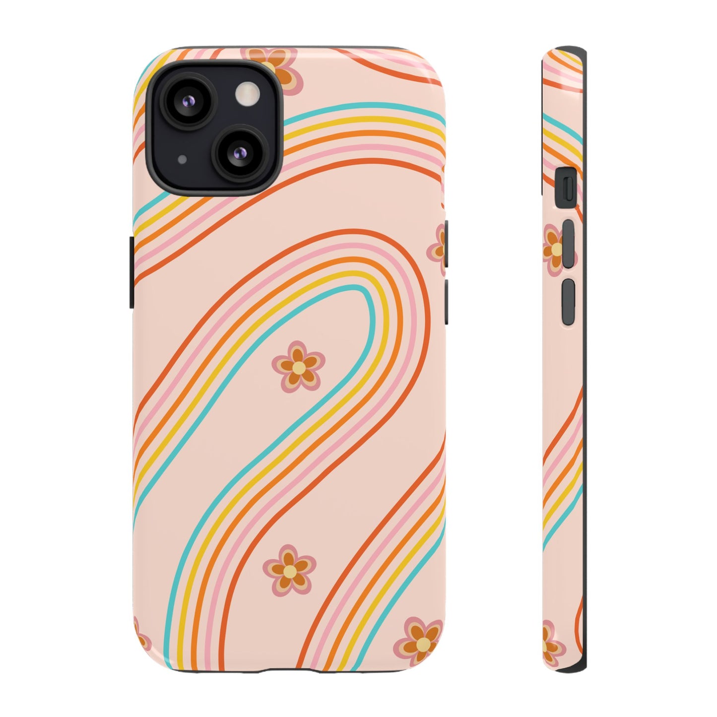 Retro Rainbow Phone Case - Tough & Stylish Floral Design