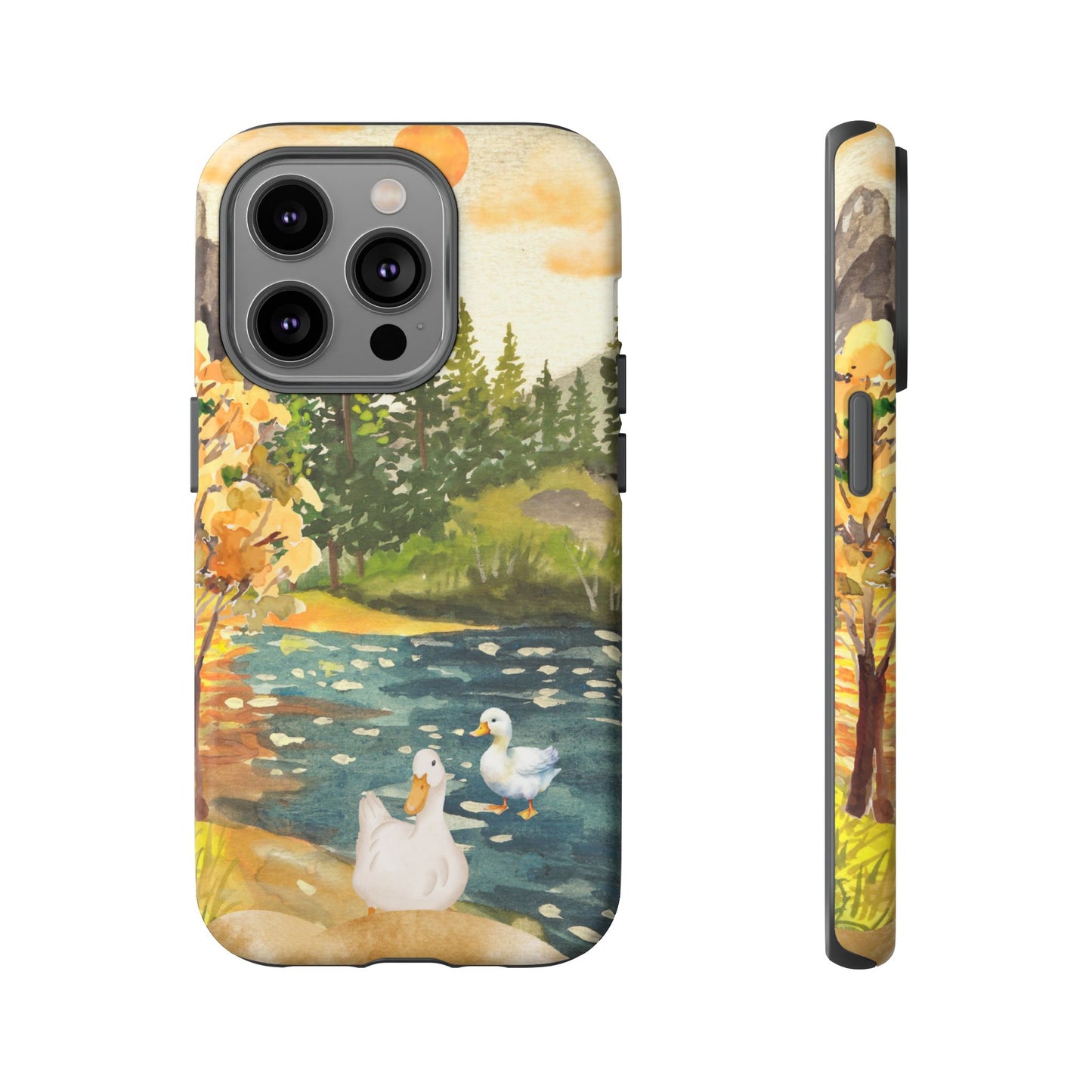 Artistic Phone Case with Ducks and Nature Scene