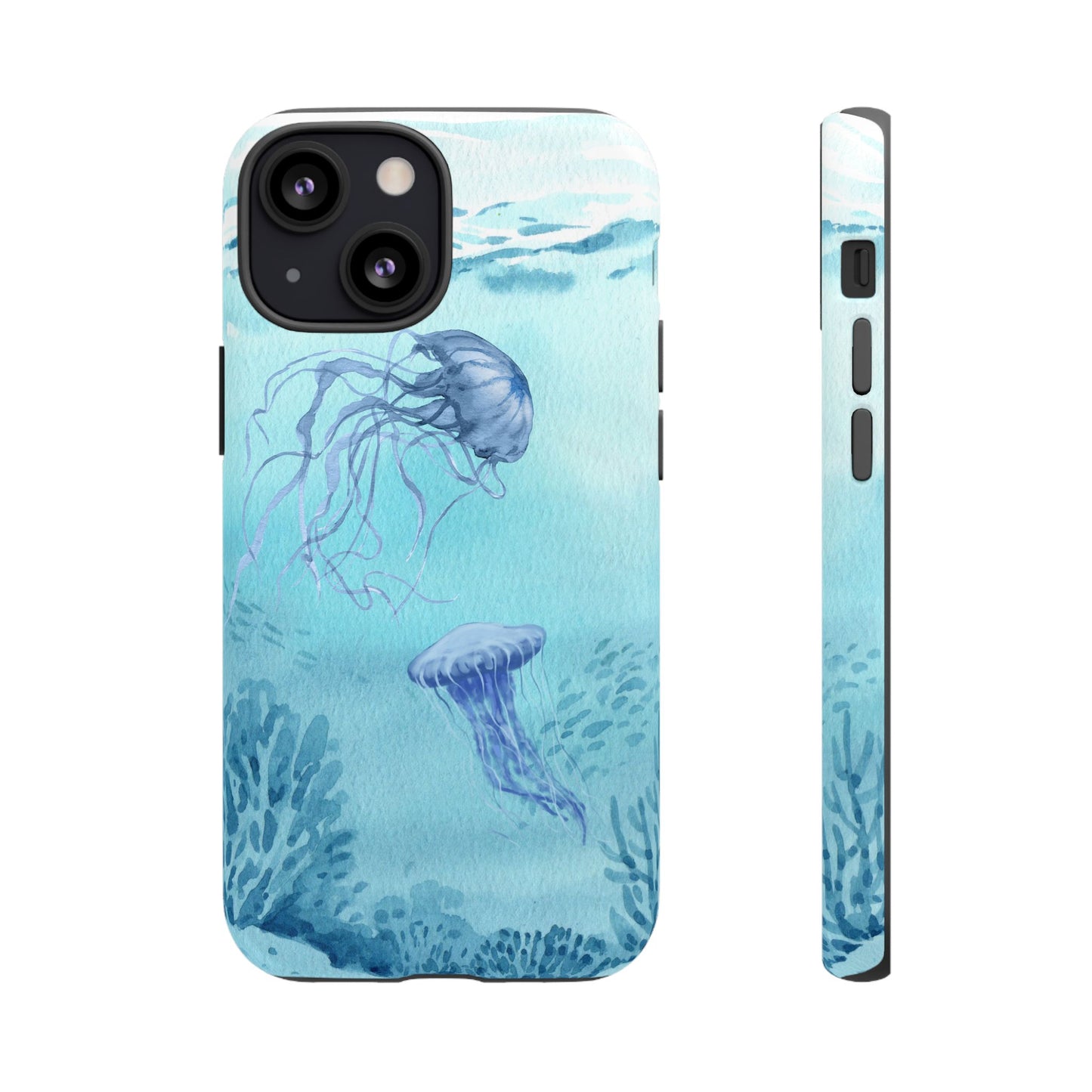 Ocean-Inspired Tough Phone Case with Jellyfish Design