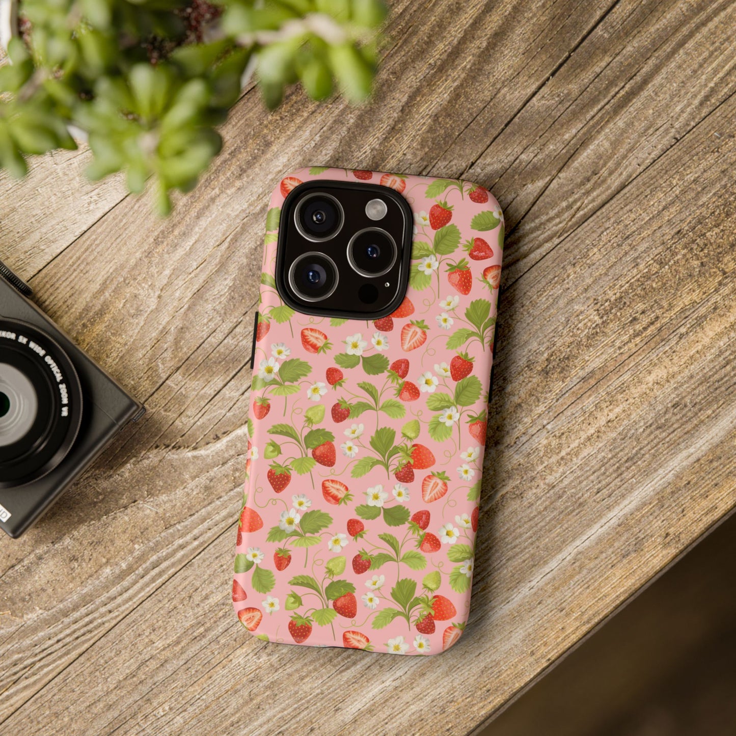 Strawberry Floral Tough Case - Cute Berry Pattern Phone Cover