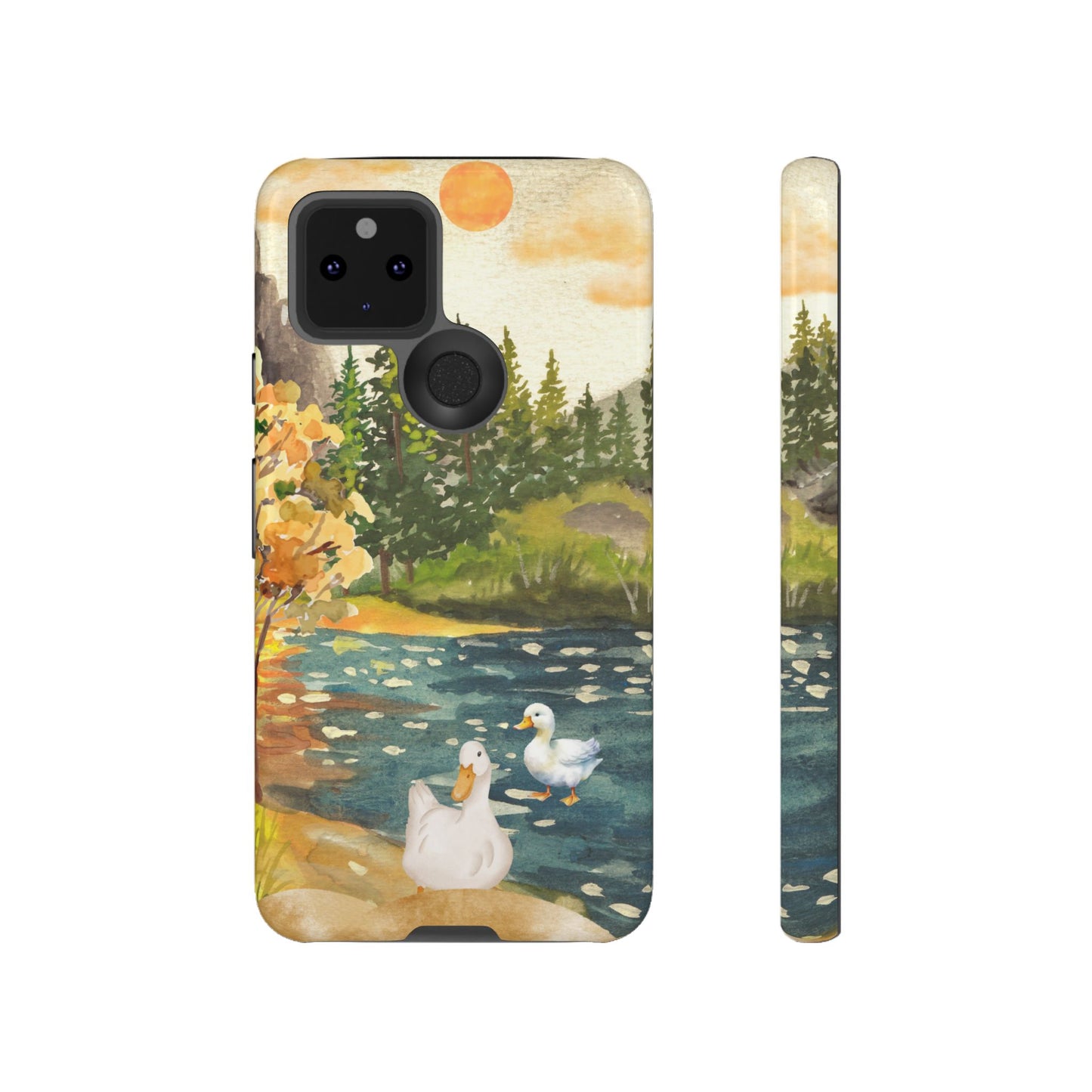 Artistic Phone Case with Ducks and Nature Scene