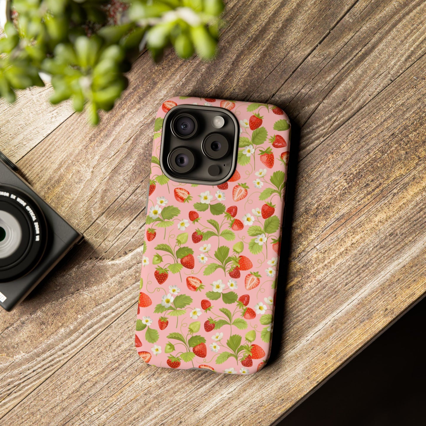 Strawberry Floral Tough Case - Cute Berry Pattern Phone Cover