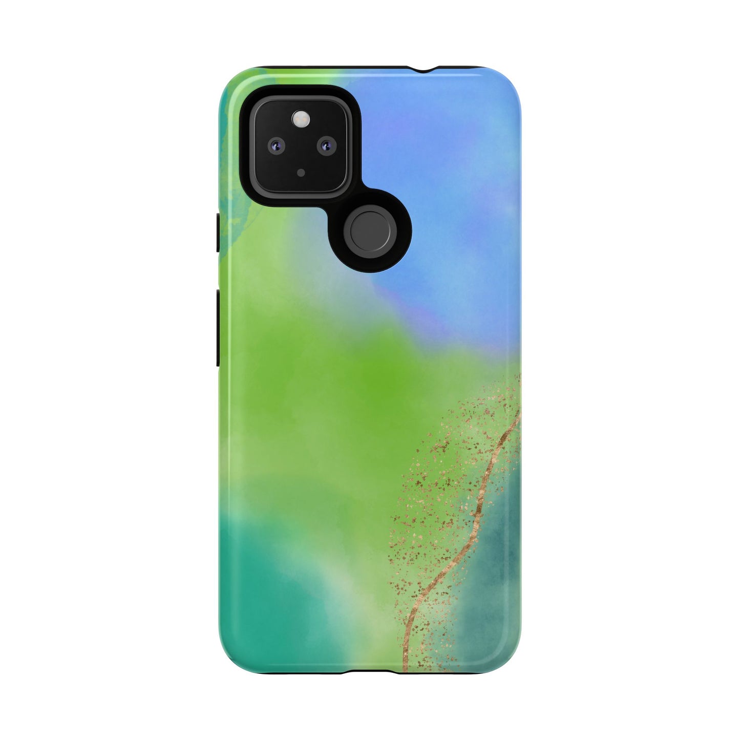 Artistic Tough Phone Case – Vibrant Green and Blue Abstract Design