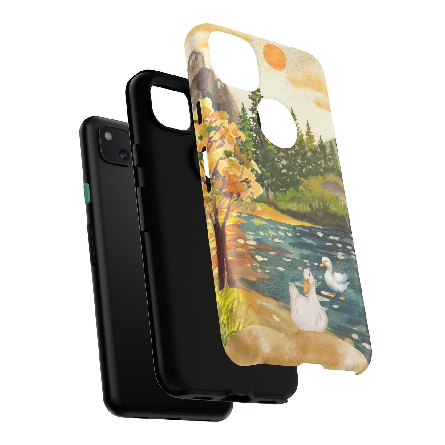 Artistic Phone Case with Ducks and Nature Scene