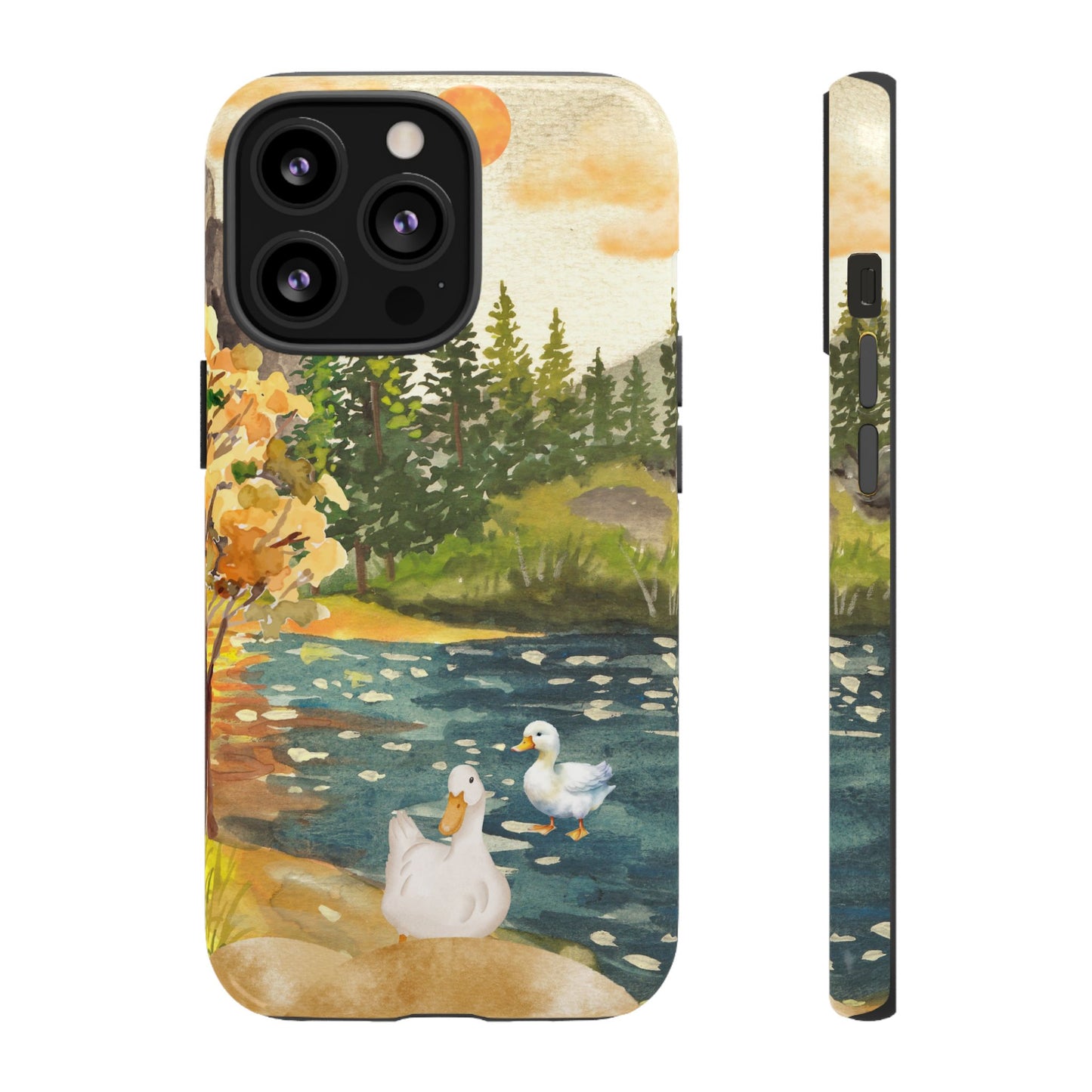 Artistic Phone Case with Ducks and Nature Scene