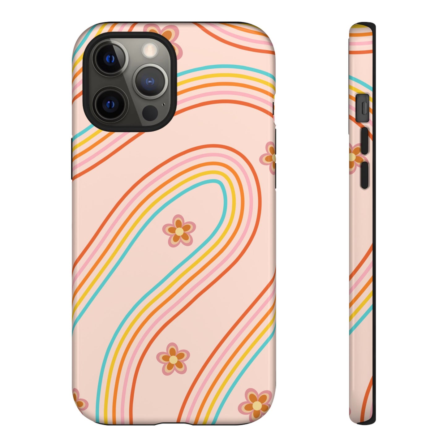 Retro Rainbow Phone Case - Tough & Stylish Floral Design
