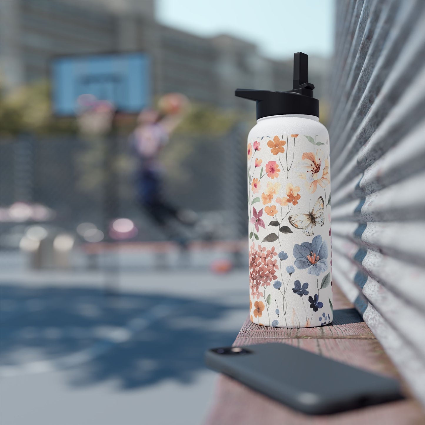 Floral Stainless Steel Water Bottle, Eco-Friendly Travel Mug, Reusable Drink Container, Gift for Nature Lovers, Summer Hydration
