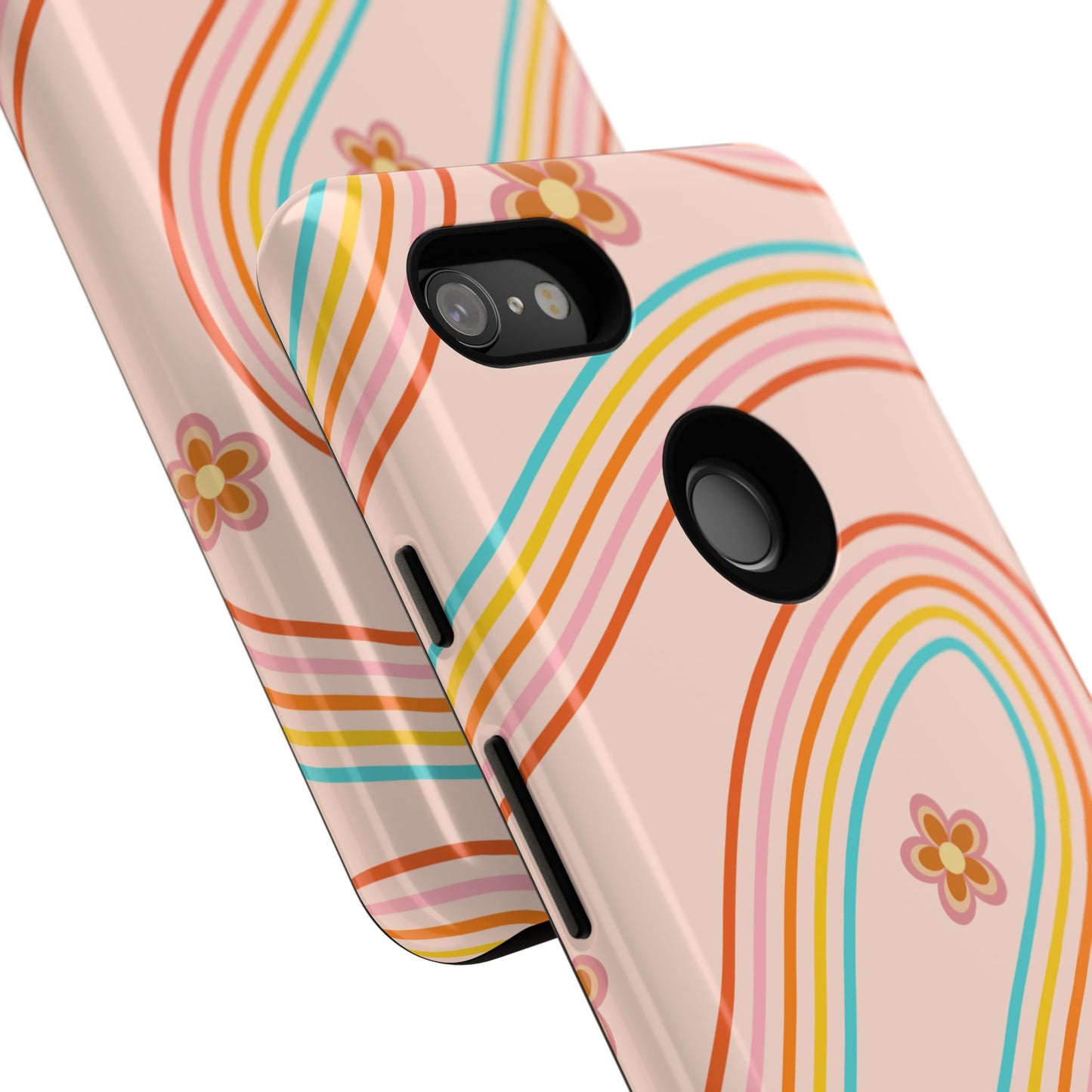 Retro Rainbow Phone Case - Tough & Stylish Floral Design