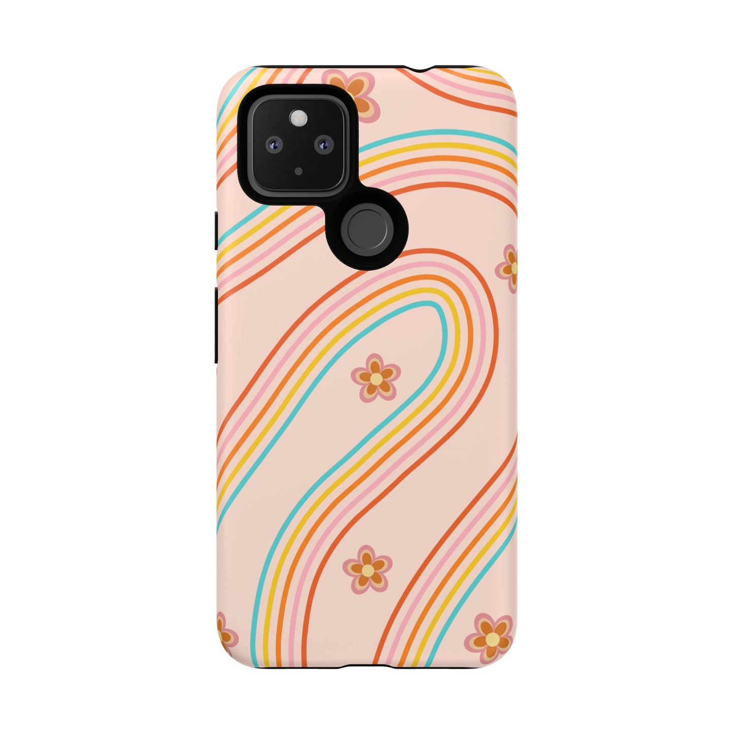 Retro Rainbow Phone Case - Tough & Stylish Floral Design