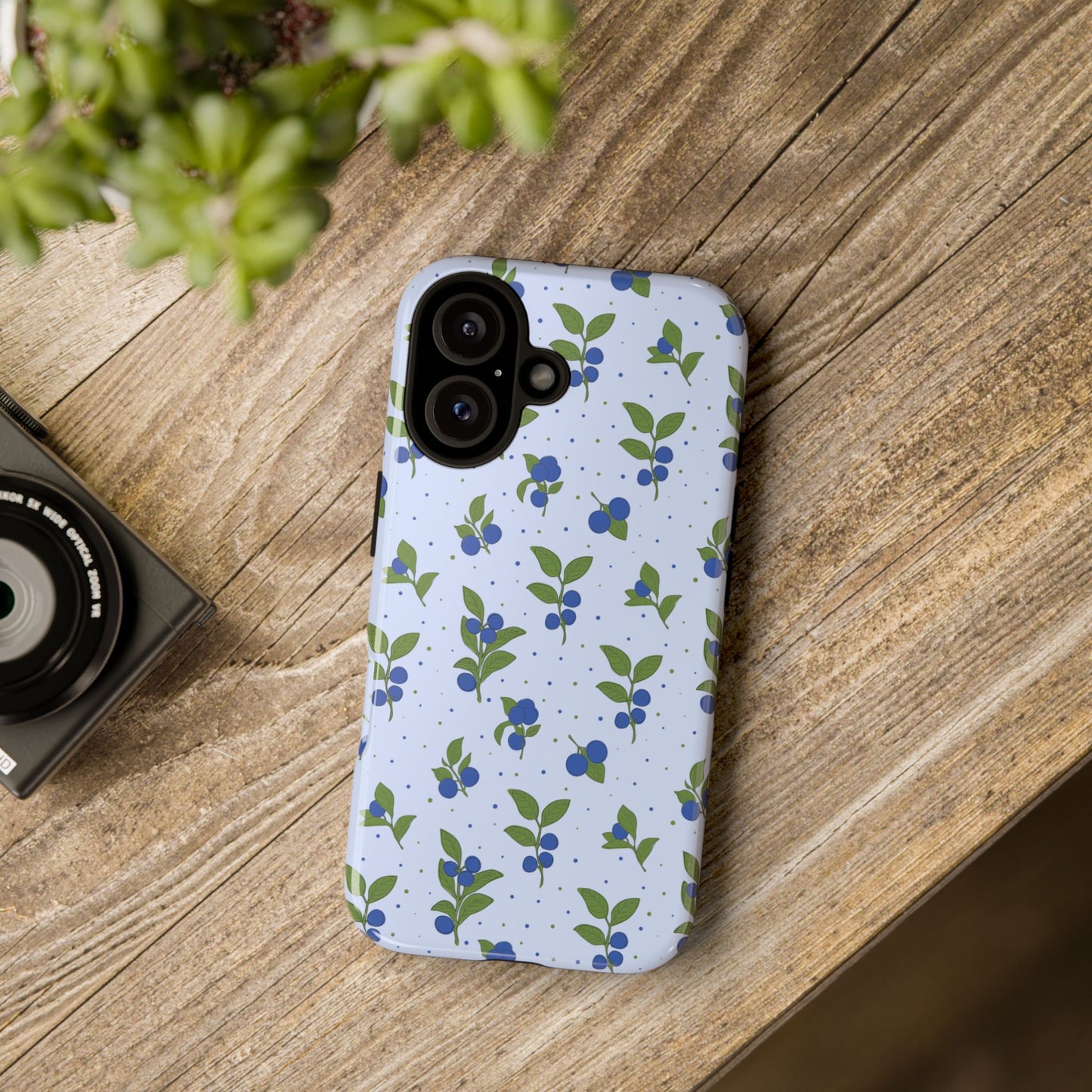 Floral Tough Phone Case - Blueberry Blossom Design