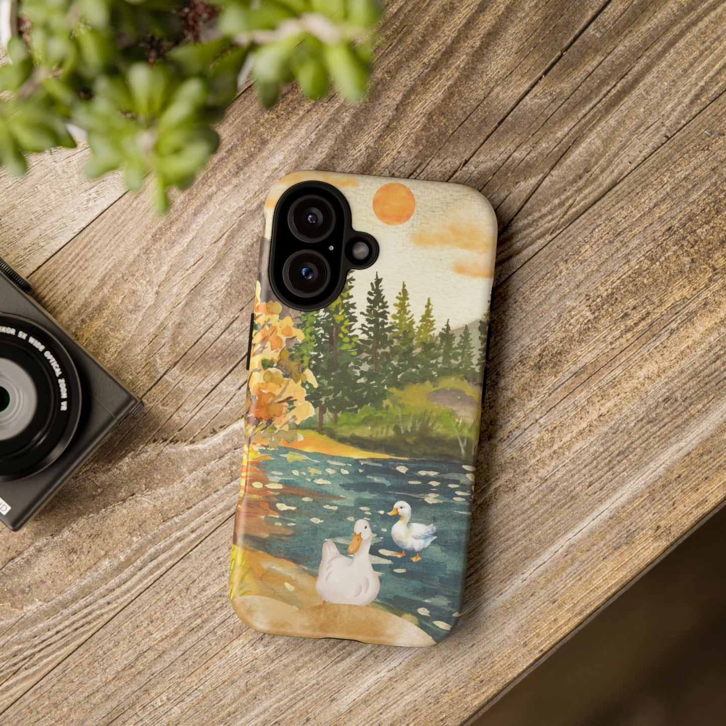 Artistic Phone Case with Ducks and Nature Scene