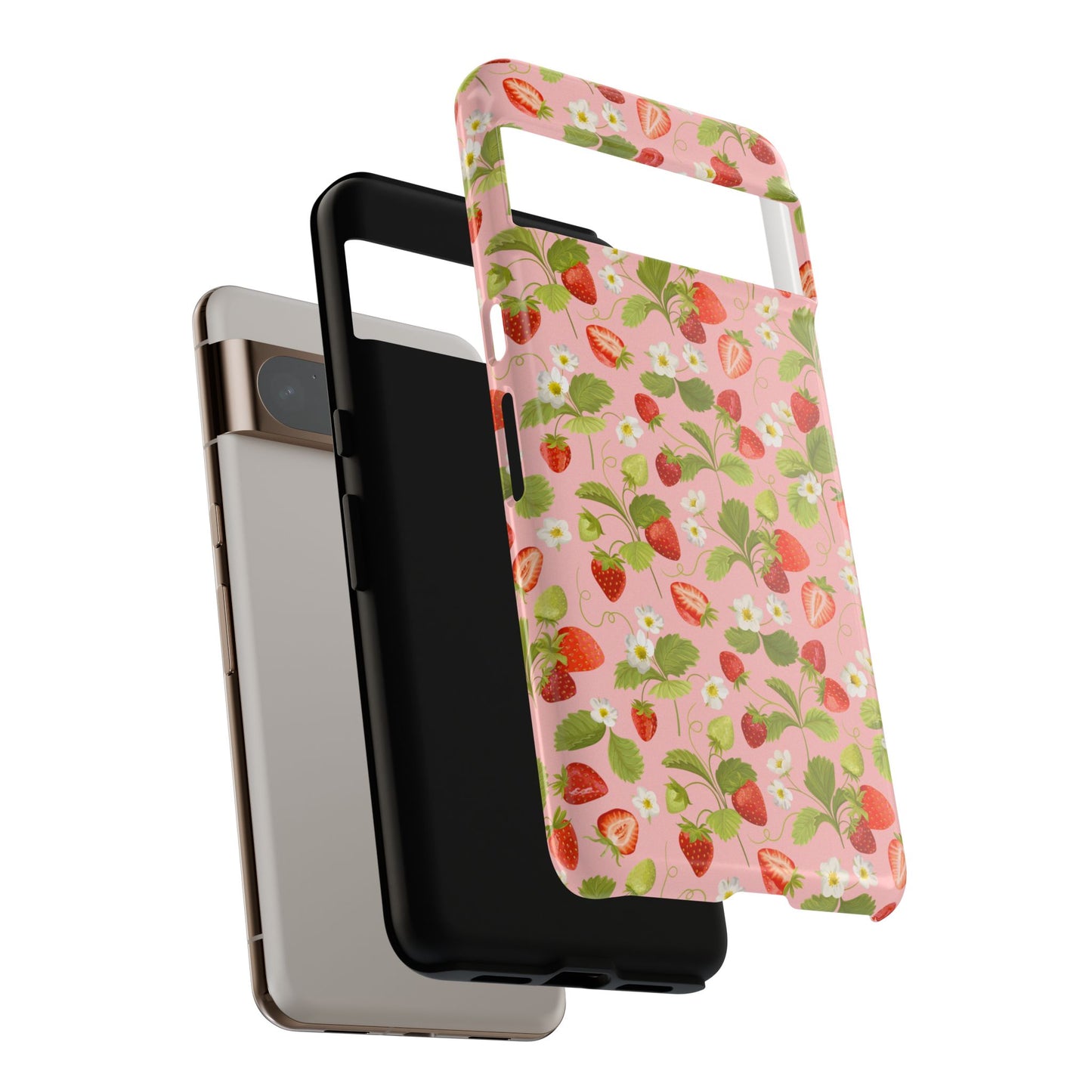 Strawberry Floral Tough Case - Cute Berry Pattern Phone Cover