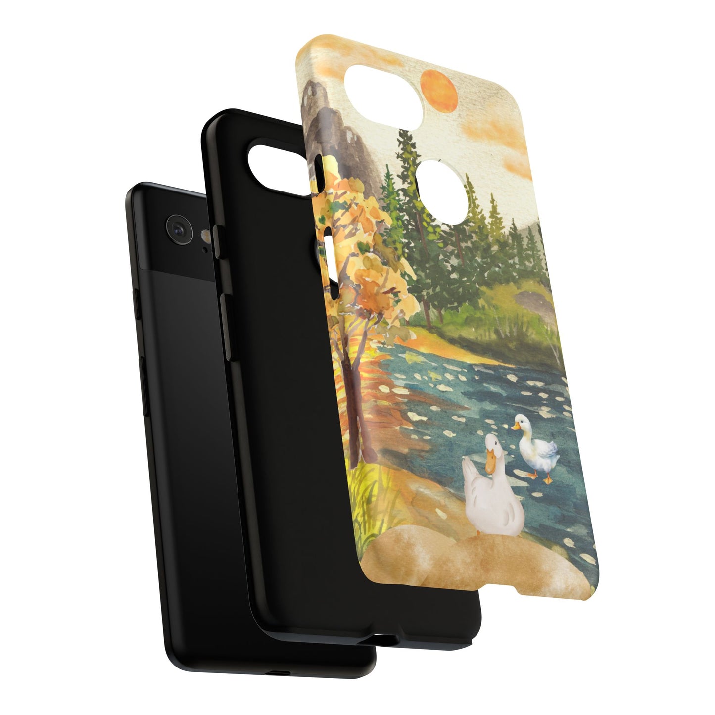 Artistic Phone Case with Ducks and Nature Scene