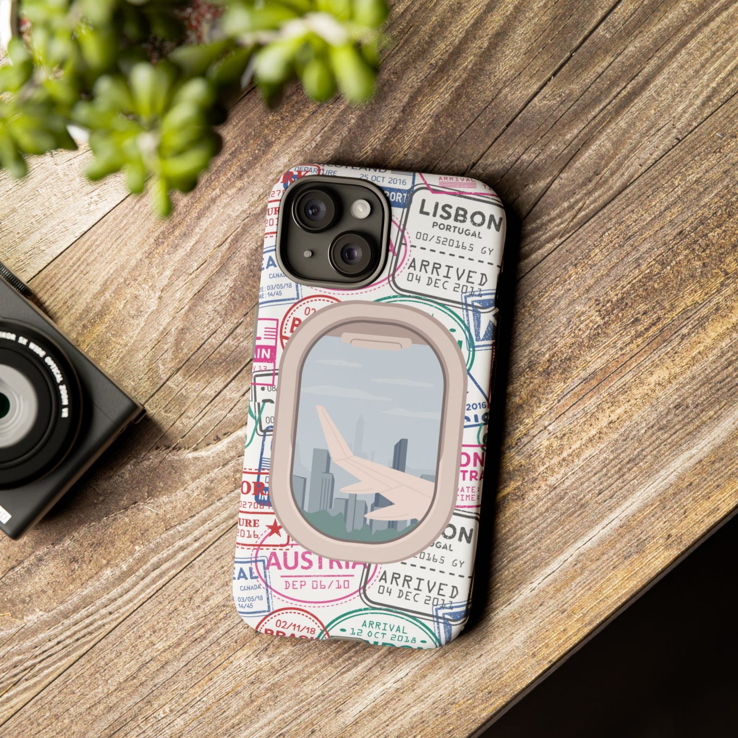 Travel-Themed Phone Case with Airplane Design
