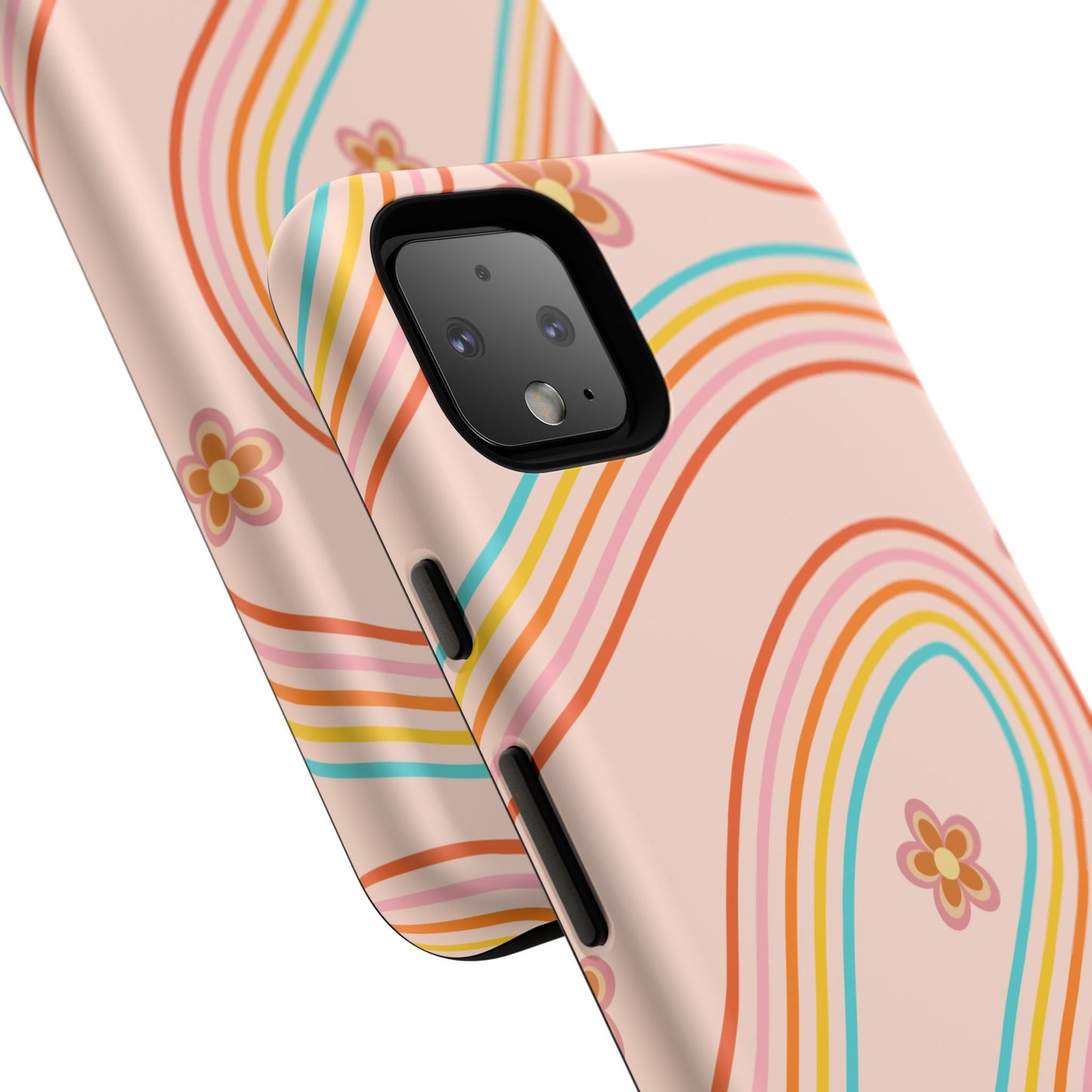 Retro Rainbow Phone Case - Tough & Stylish Floral Design