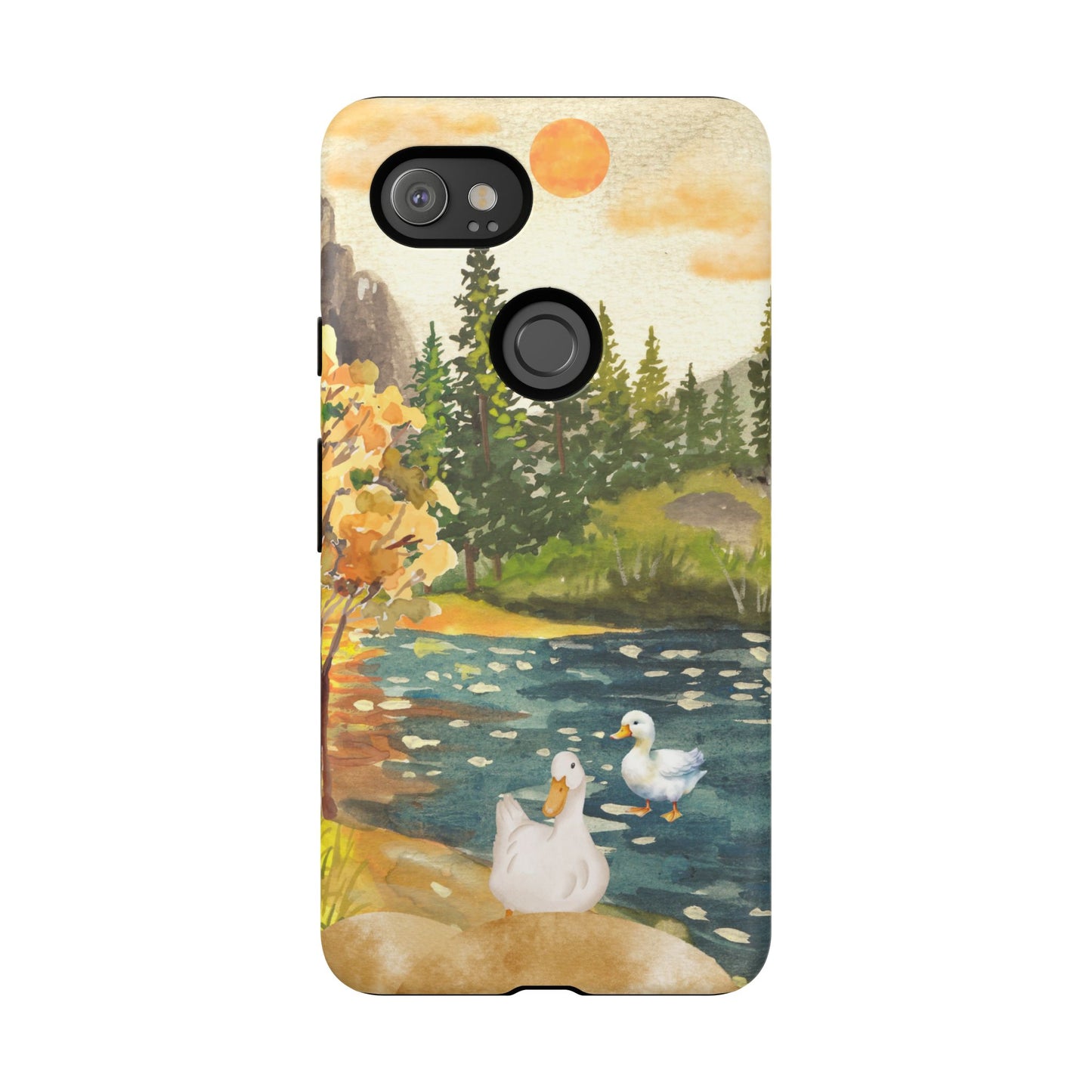 Artistic Phone Case with Ducks and Nature Scene
