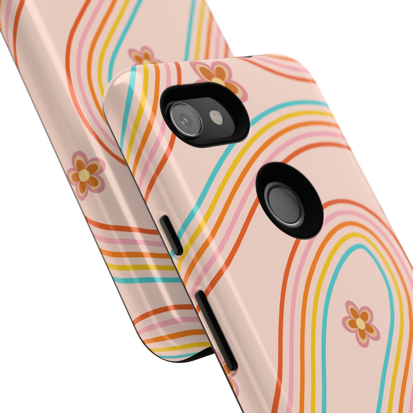 Retro Rainbow Phone Case - Tough & Stylish Floral Design