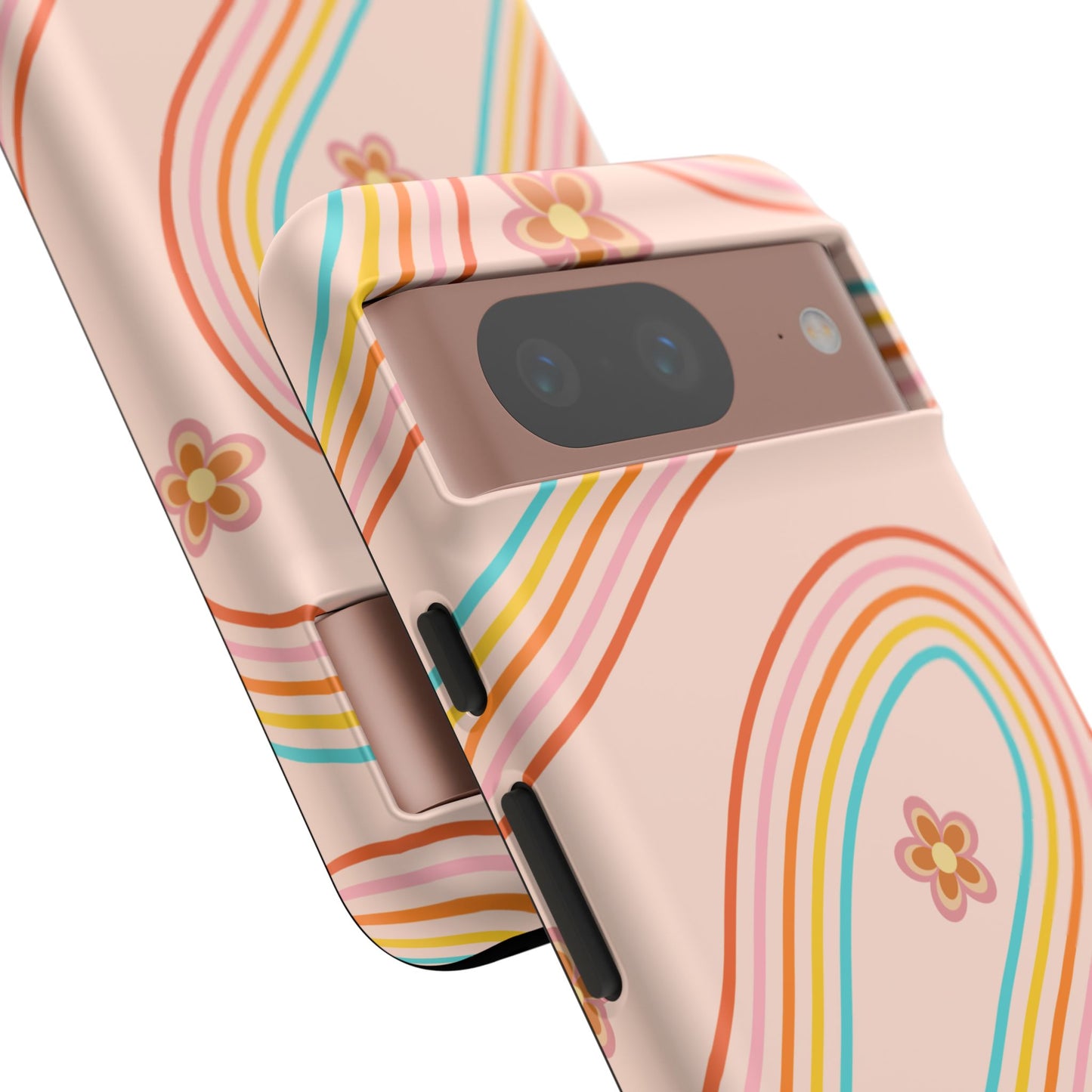 Retro Rainbow Phone Case - Tough & Stylish Floral Design