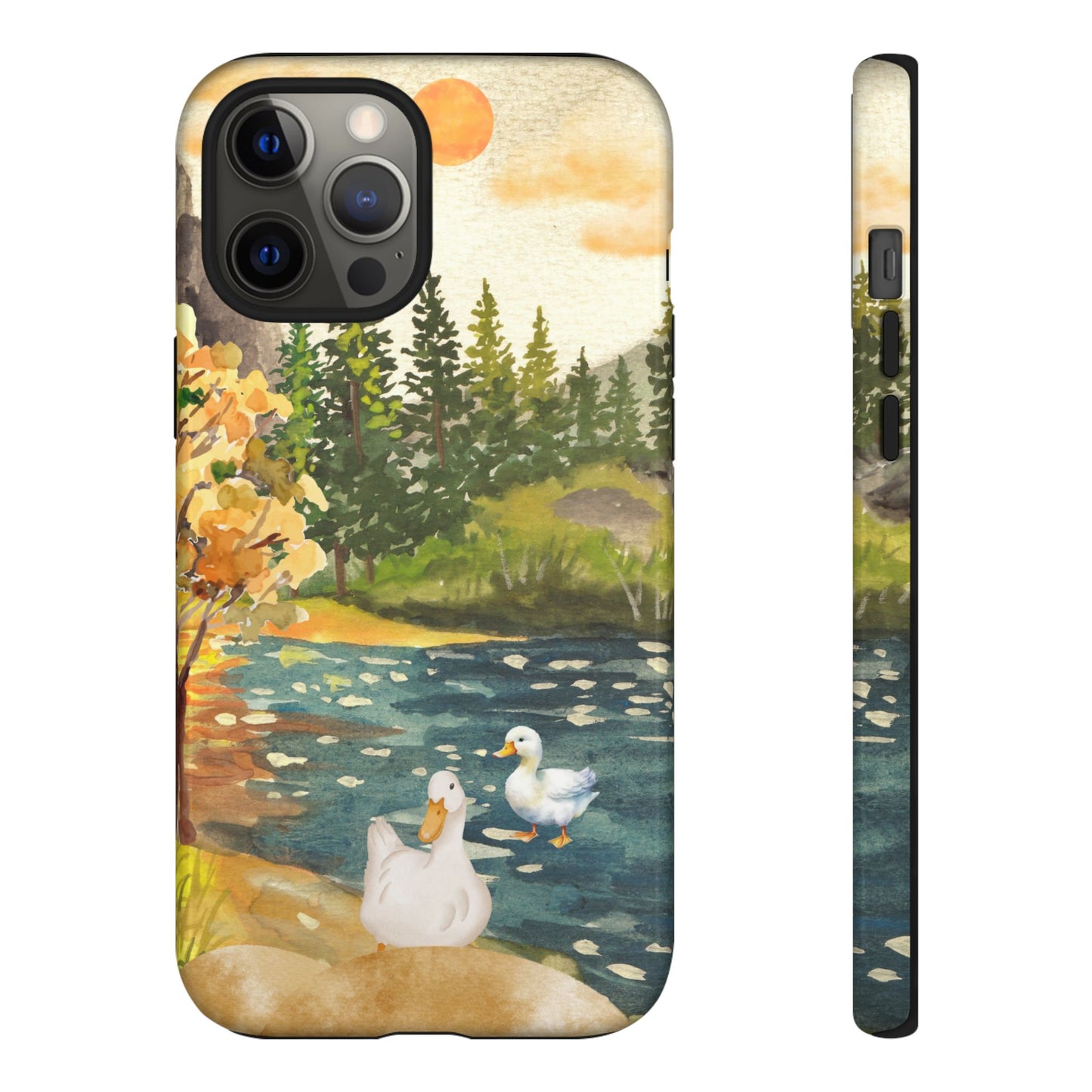 Artistic Phone Case with Ducks and Nature Scene