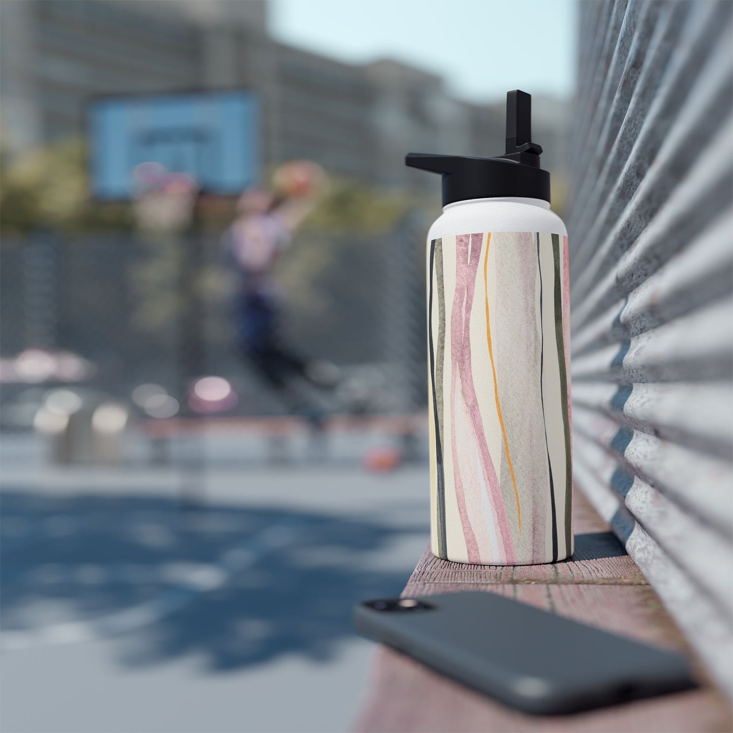 Stylish Stainless Steel Water Bottle - Artistic Striped Design