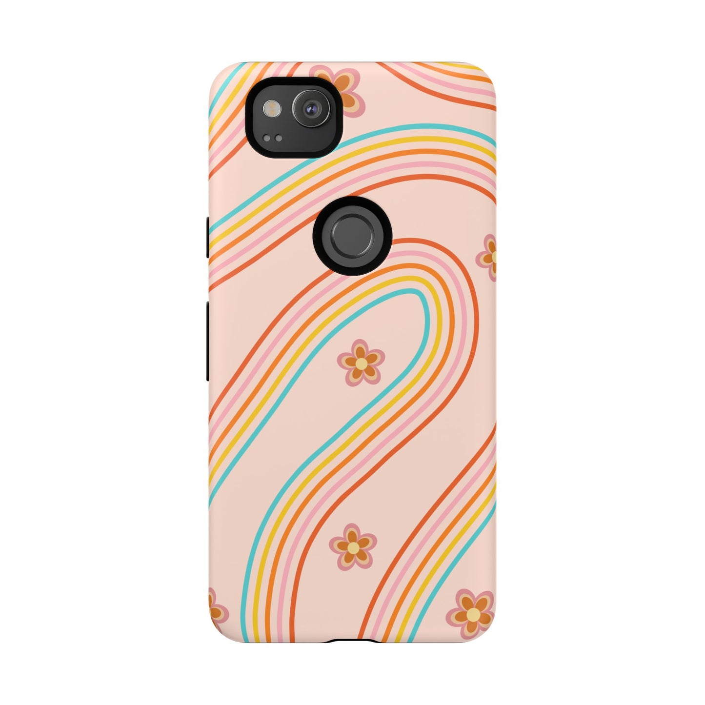 Retro Rainbow Phone Case - Tough & Stylish Floral Design