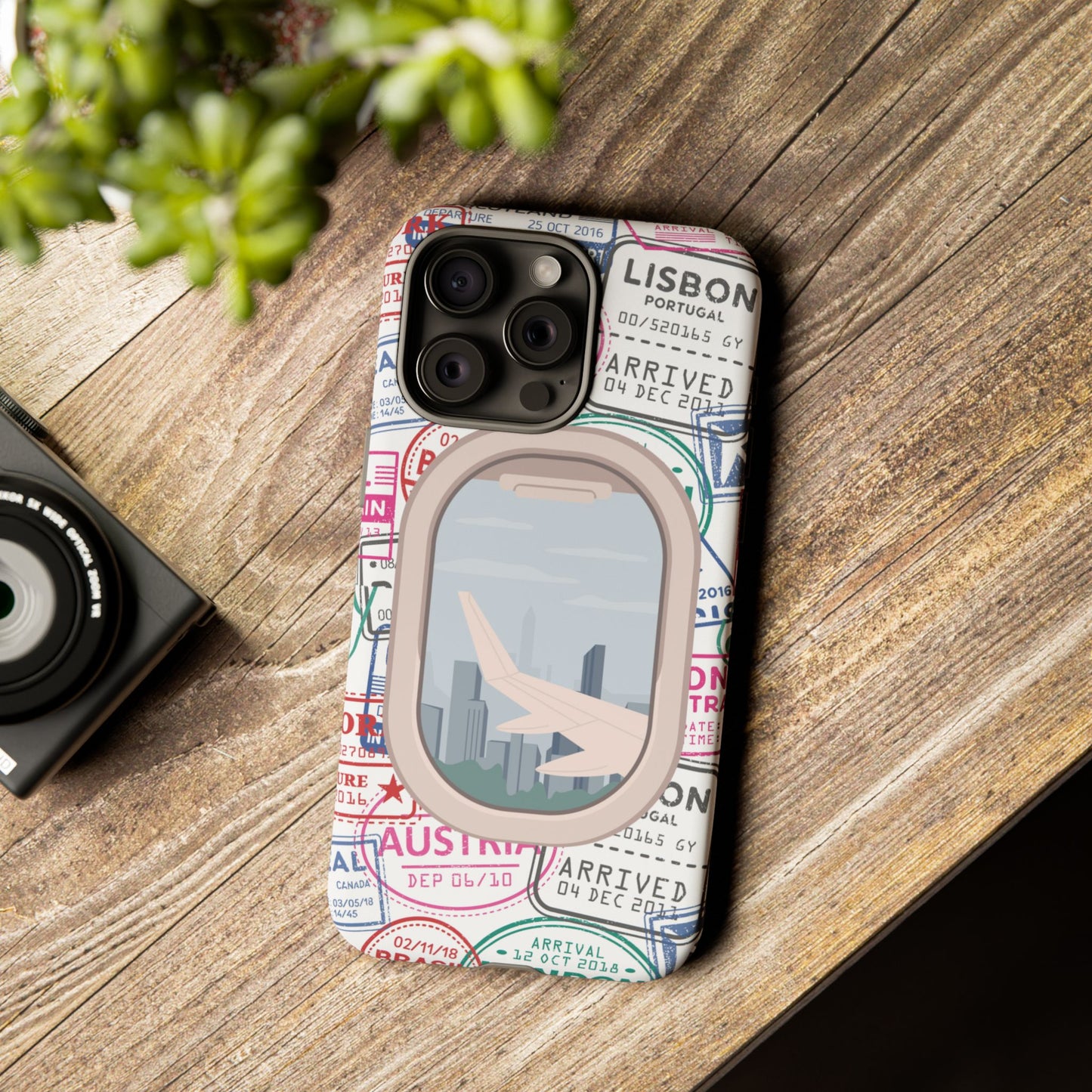 Travel-Themed Phone Case with Airplane Design